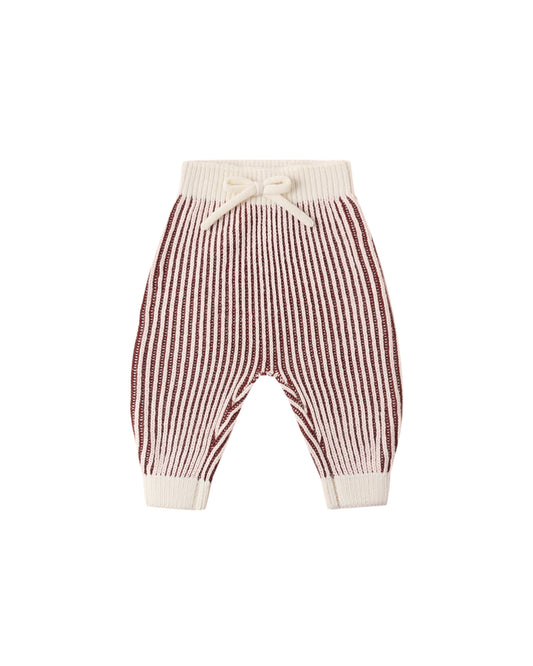 Quincy Mae - Chunky Knit Pant - Black Cherry Stripe