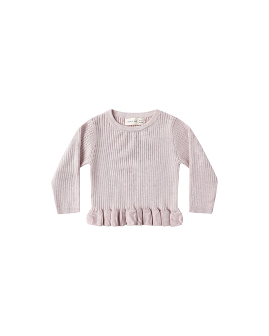 Quincy Mae - Rib Knit Peplum Top - Lilac