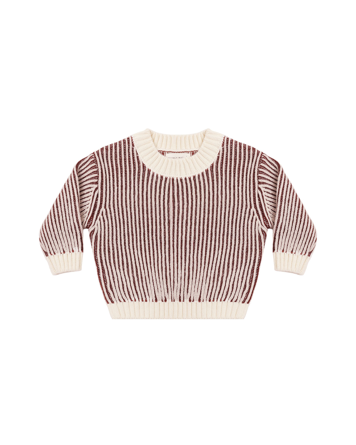 Quincy Mae - Relaxed Knit Sweater - Black Cherry Stripe