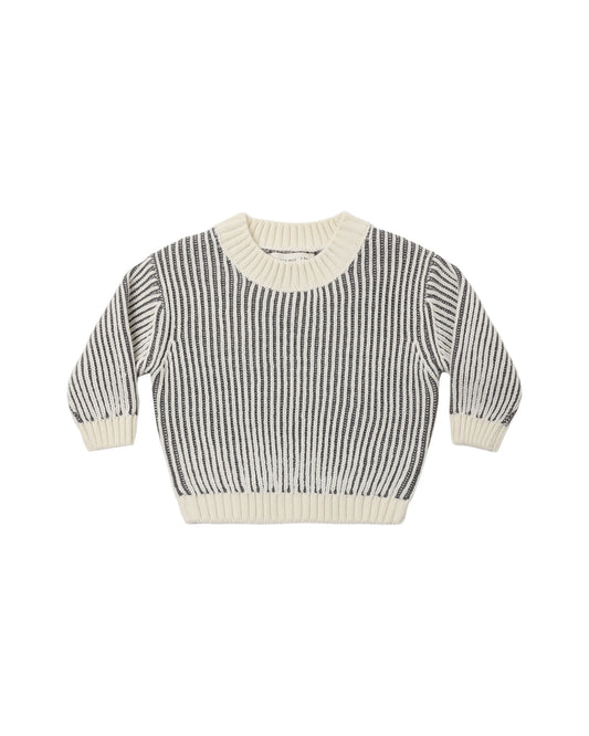 Quincy Mae - Relaxed Knit Sweater - Midnight Stripe