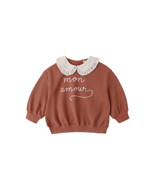 Quincy Mae - Collared Sweatshirt - Mon Amour