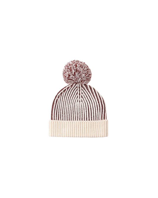 Quincy Mae - Beanie - Black Cherry Stripe