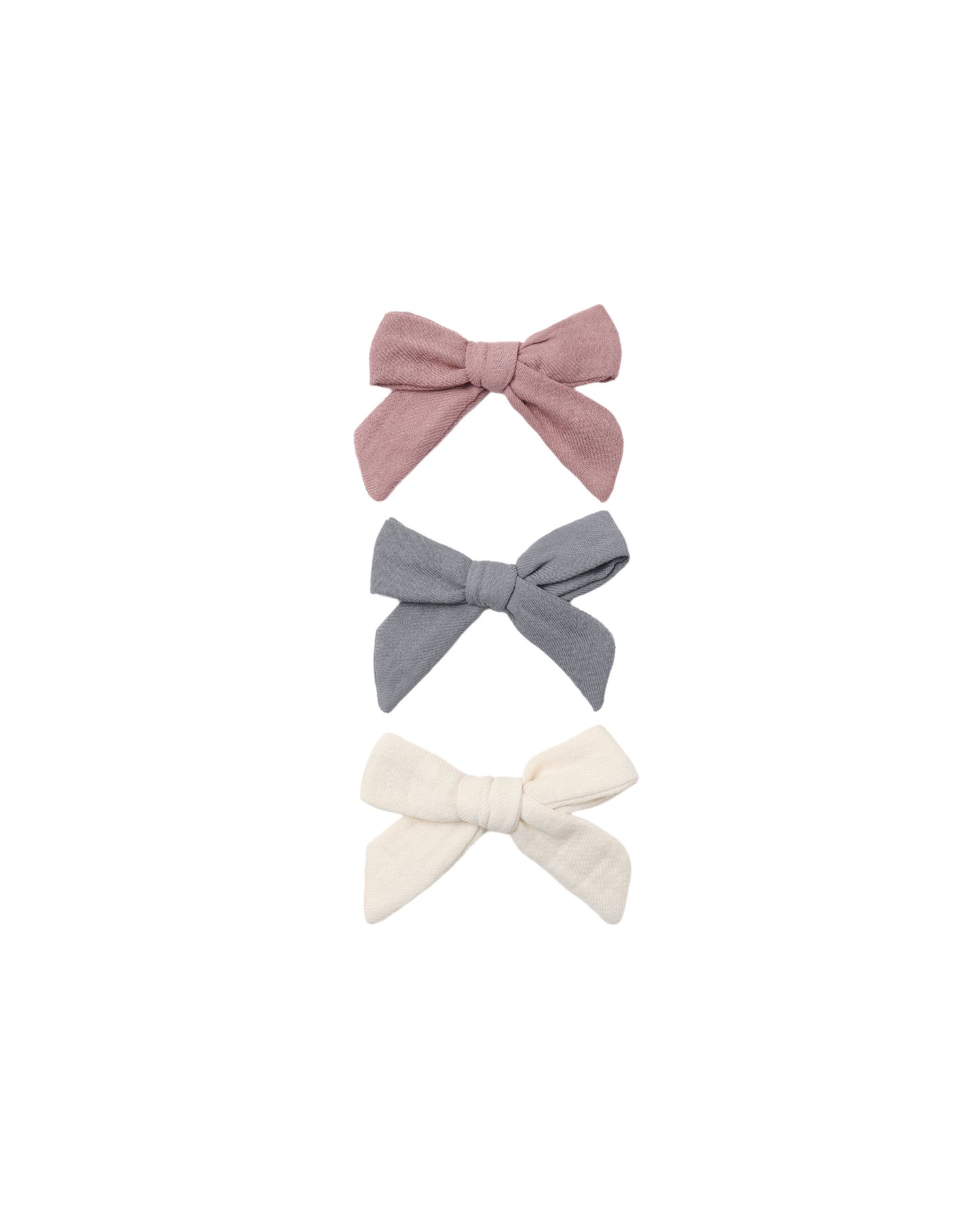 Quincy Mae - Bow W. Clip, Set of 3 - Mulberry, Slate, Natural