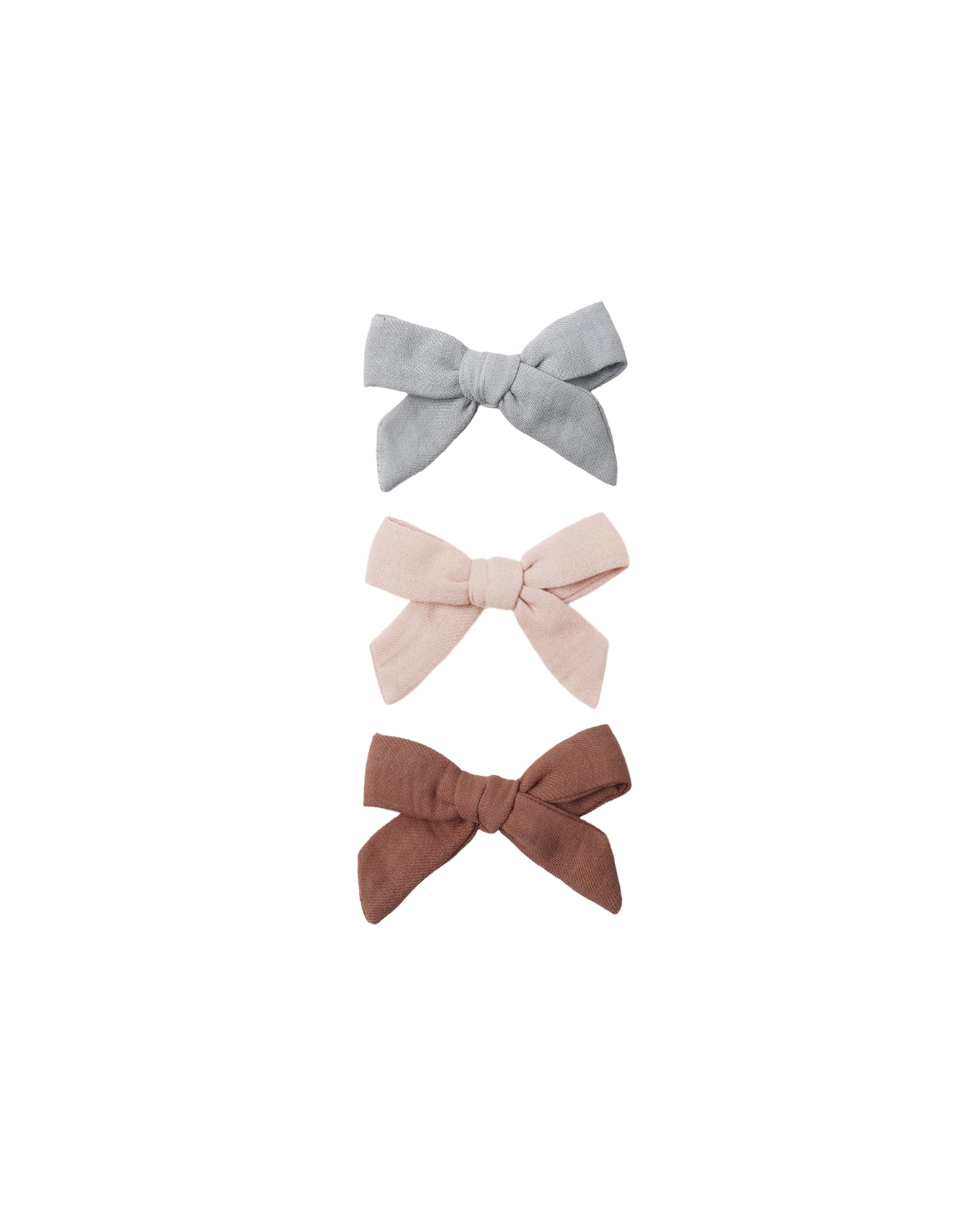 Quincy Mae - Bow With Clip, Set Of 3 - Sky, Blush, Poppy