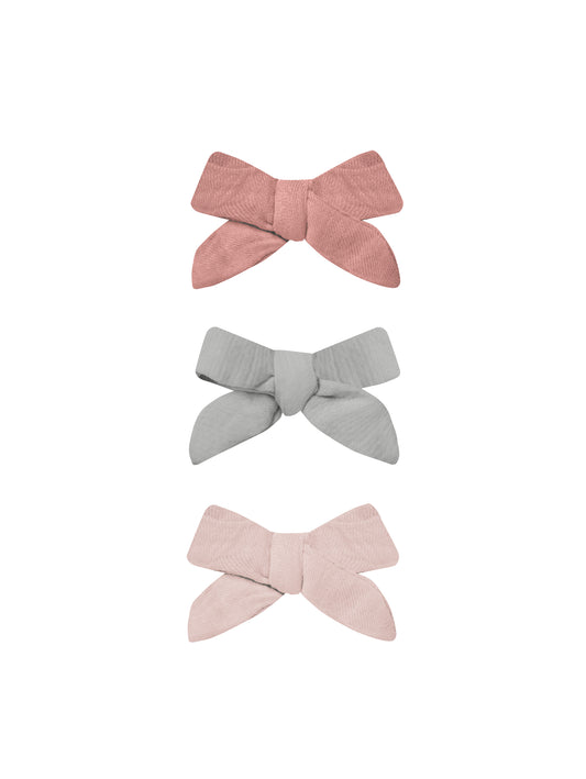 Quincy Mae - Bow W Clip Set - Lipstick, Sky, Bubblegum