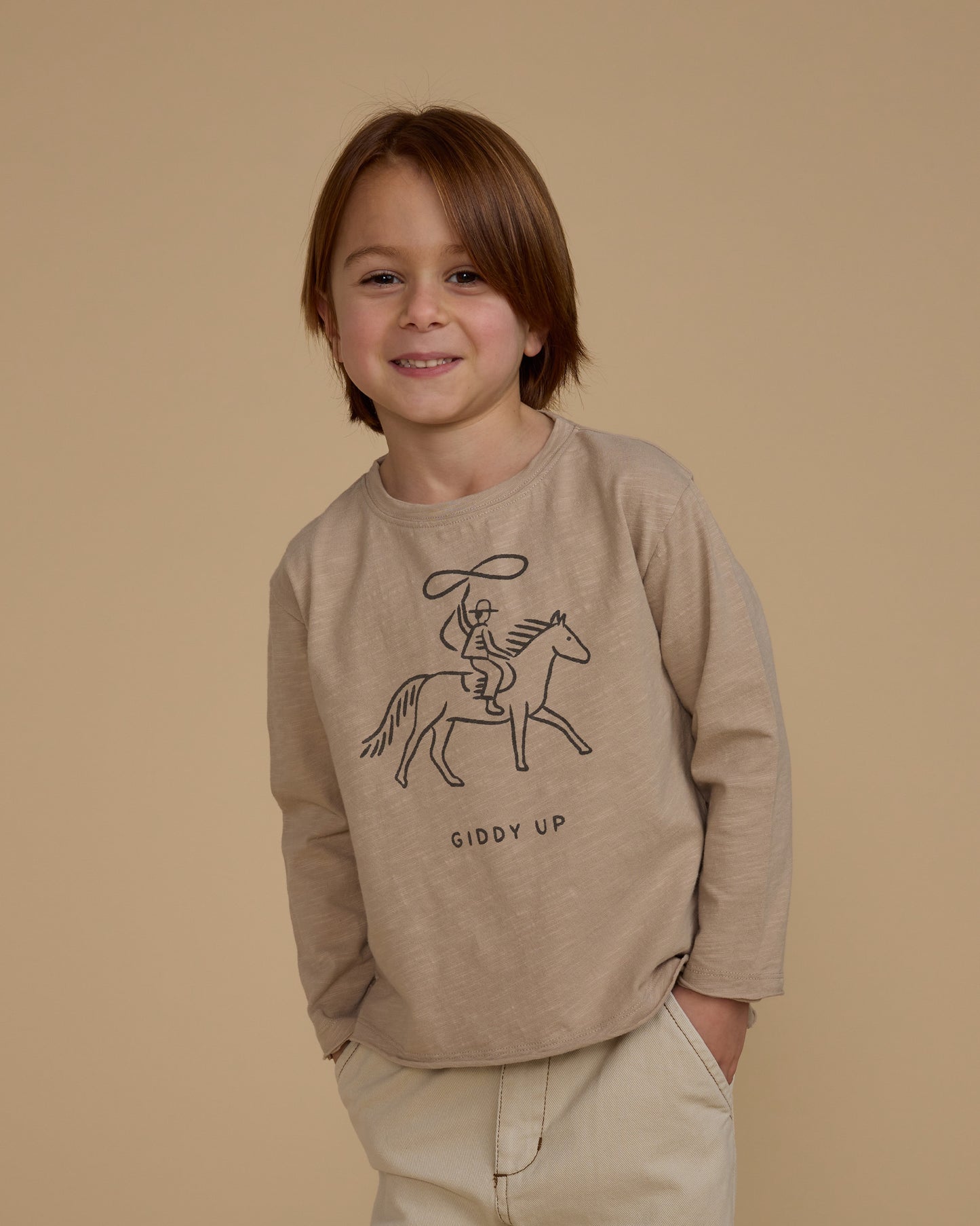 Rylee + Cru - Raw Edge Long Sleeve Tee - Giddy Up