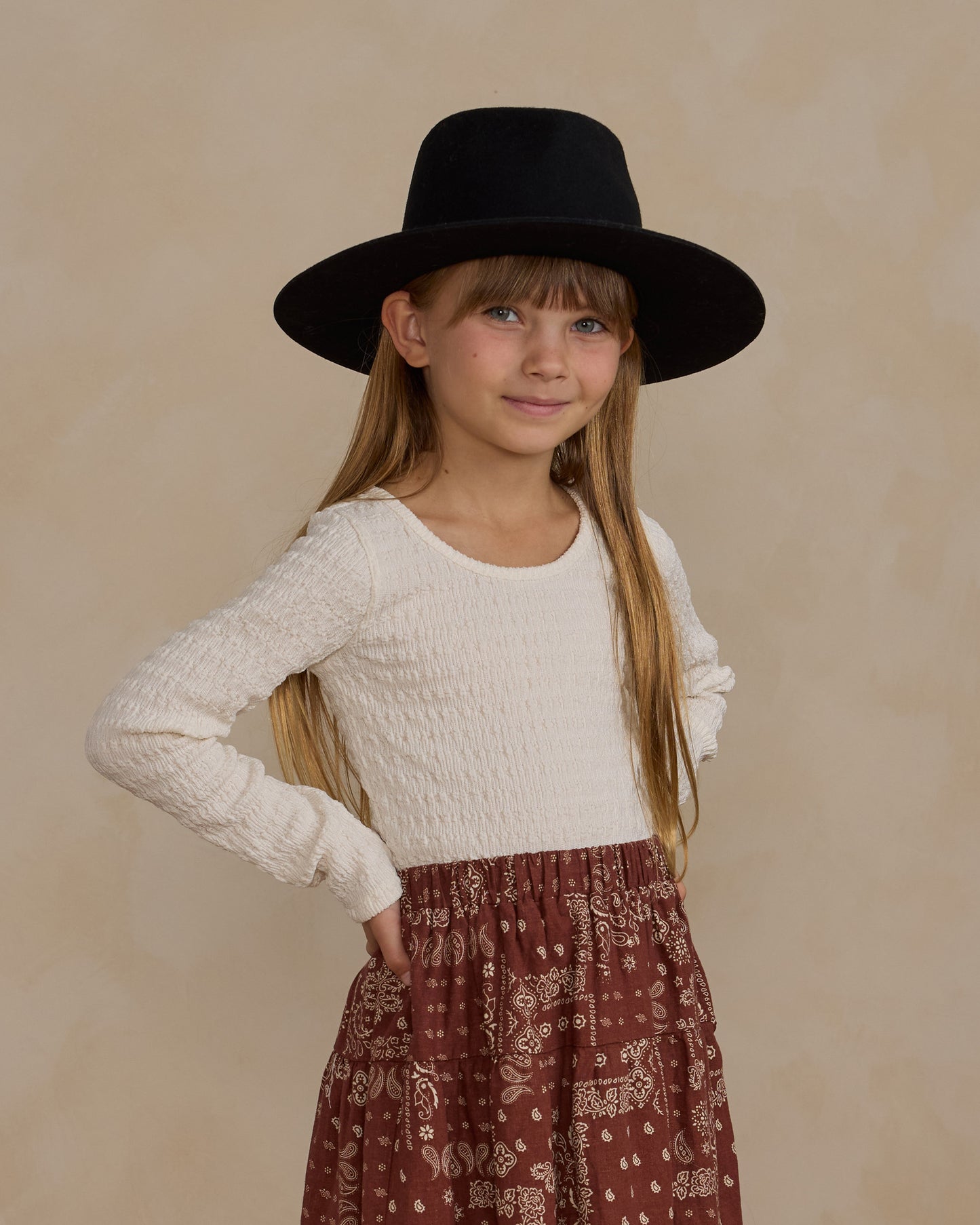 Rylee + Cru - Textured Long Sleeve Top - Ivory