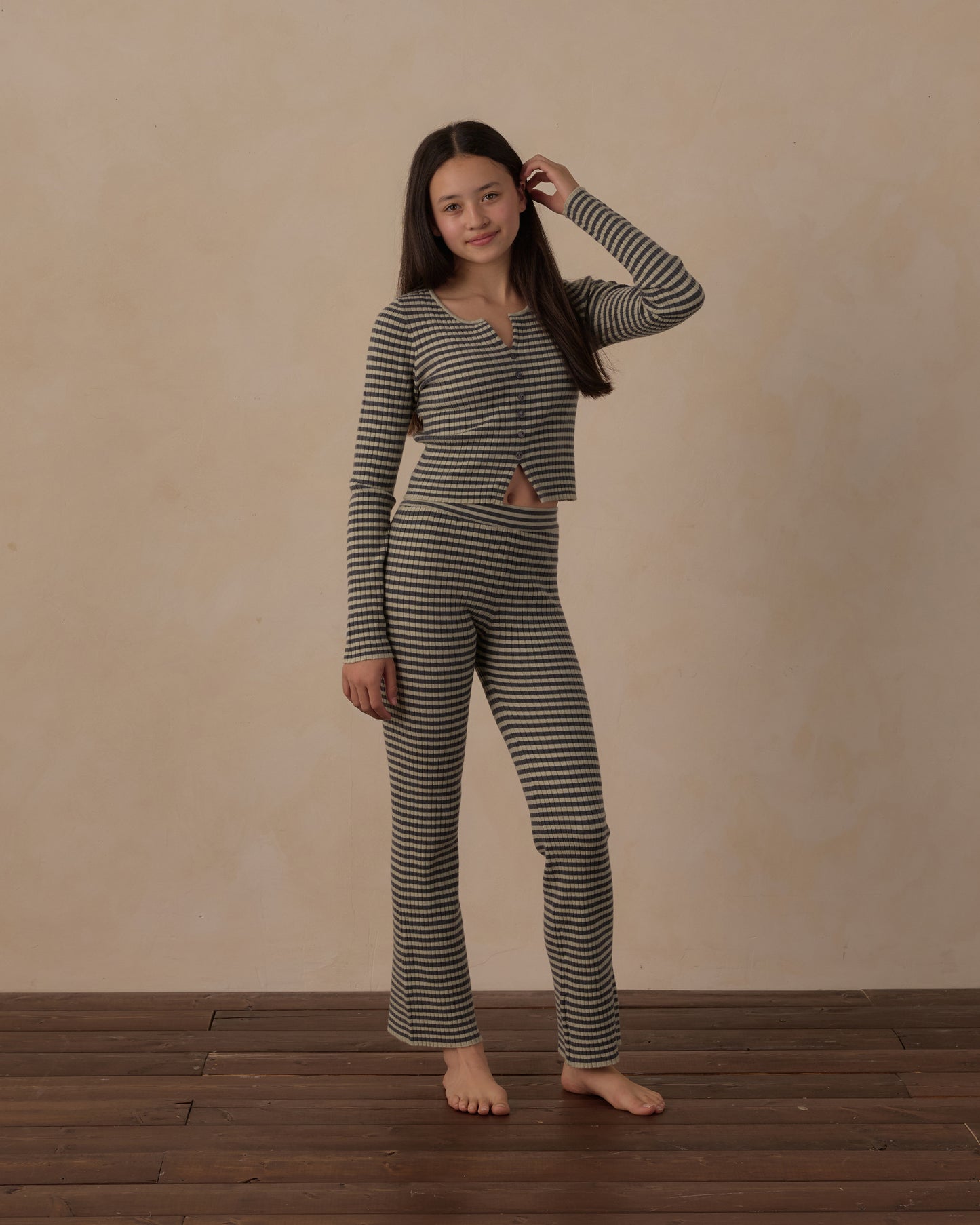 Rylee + Cru - Teen Long Sleeve Knit Tee - Midnight Stripe