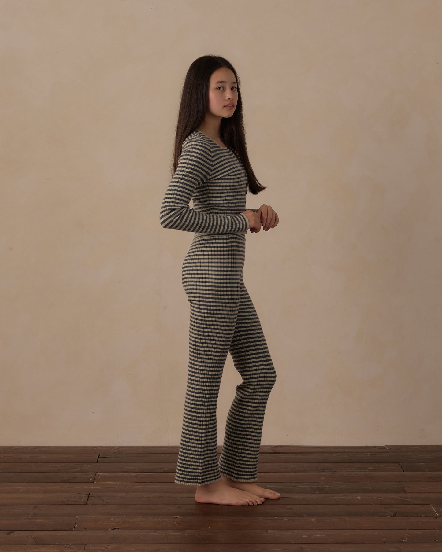 Rylee + Cru - Teen Long Sleeve Knit Tee - Midnight Stripe
