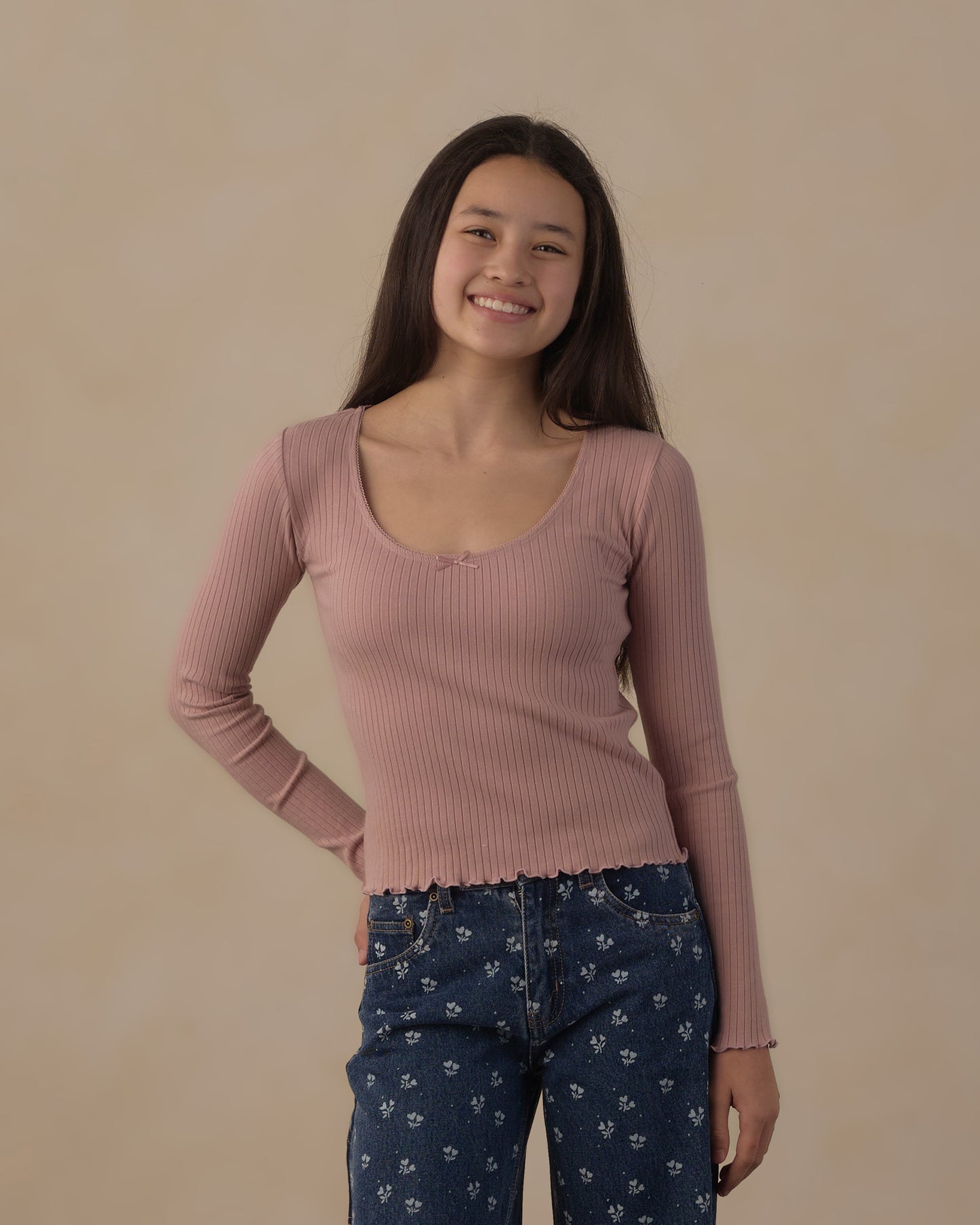 Rylee + Cru - Teen Ribbed Long Sleeve - Rosewood