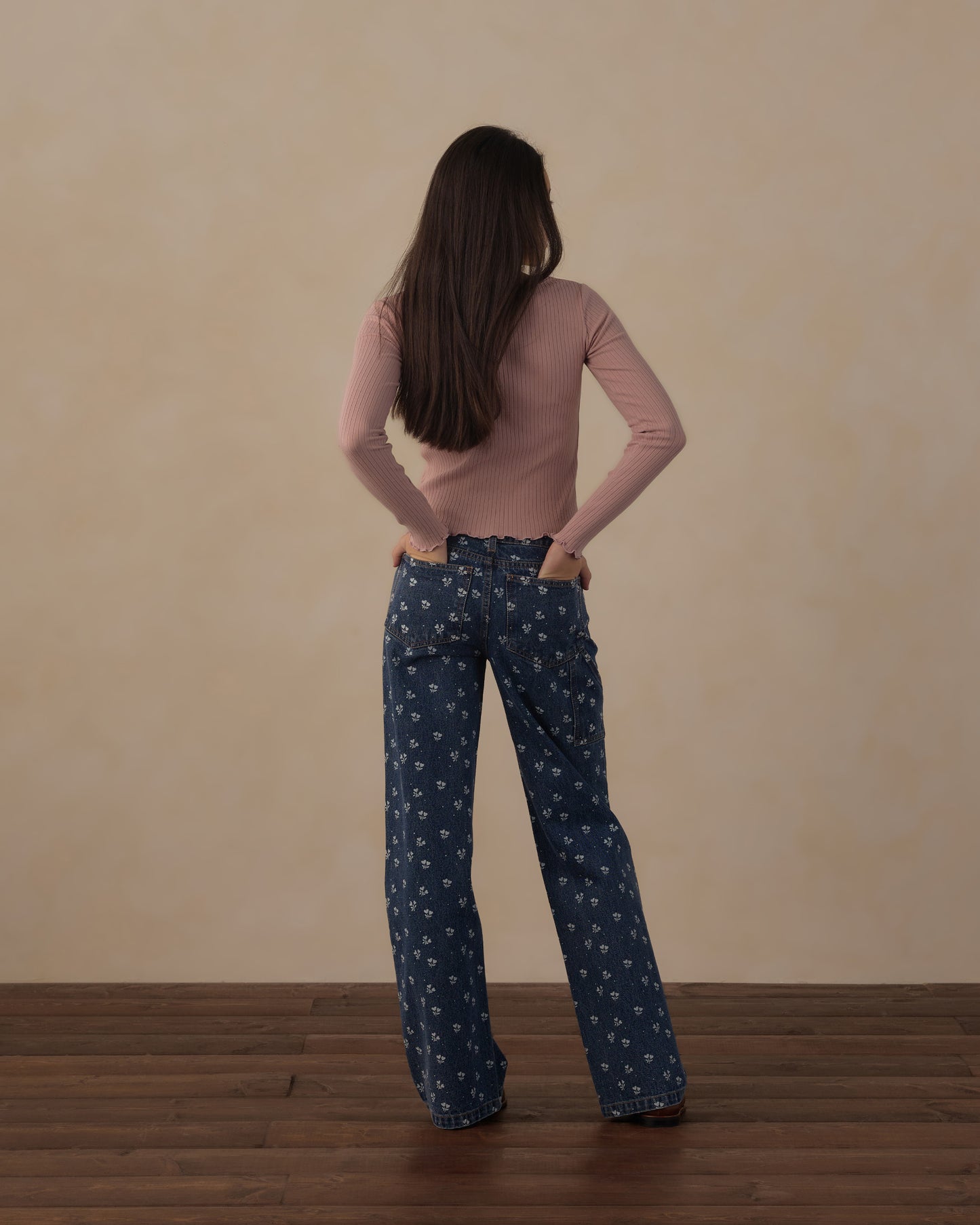 Rylee + Cru - Teen Baggy Wide Leg Denim - Heart Ditsy
