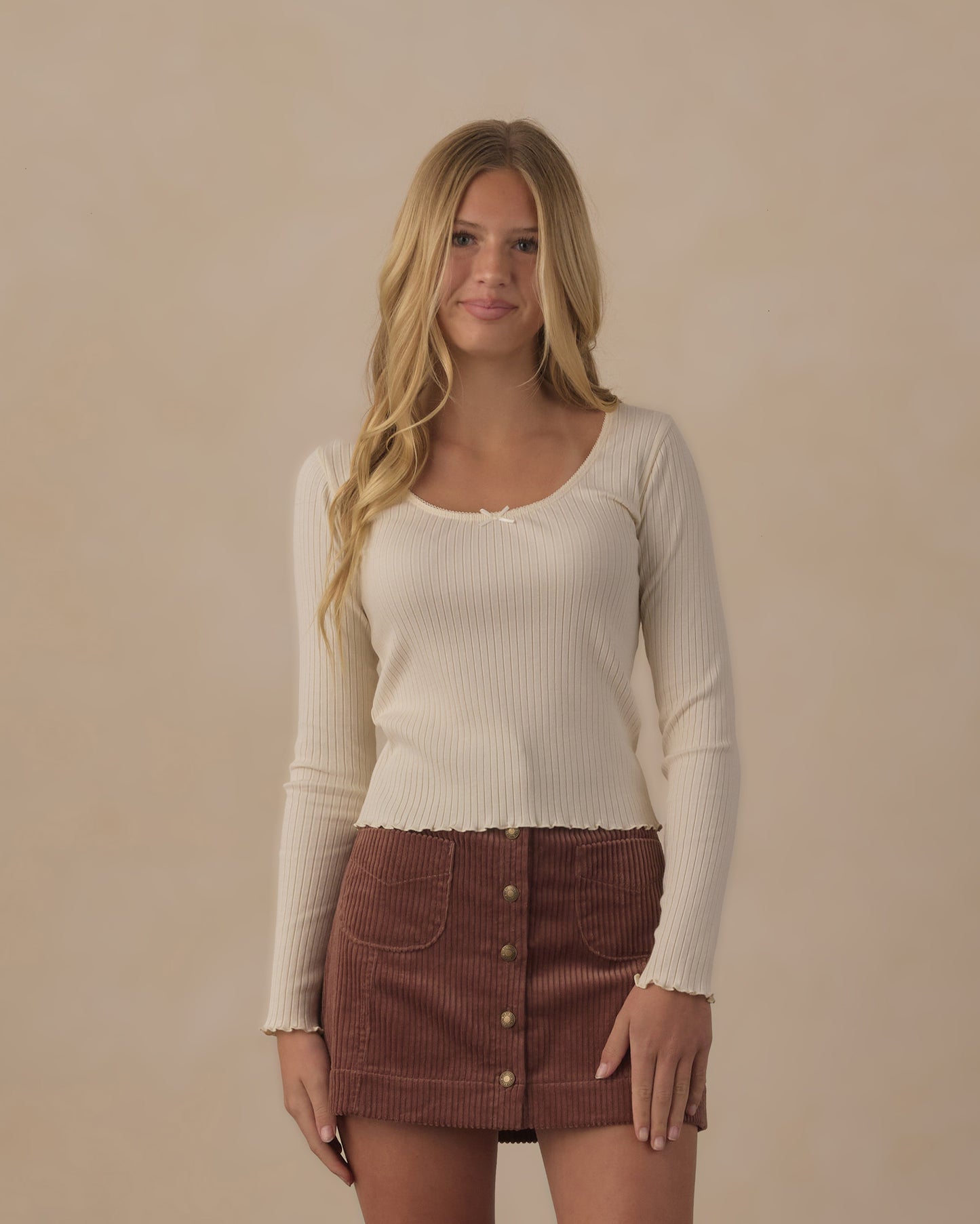 Rylee + Cru - Teen Ribbed Long Sleeve - Natural