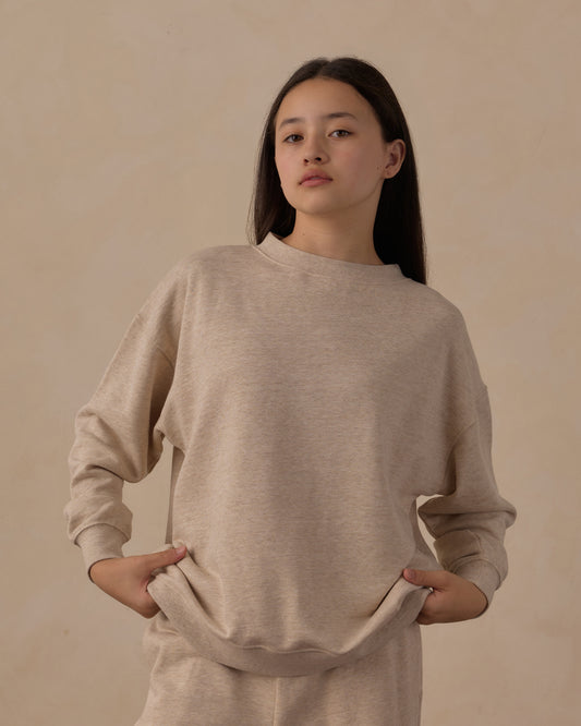 Rylee + Cru - Teen Oversized Mock Neck - Heathered Ash