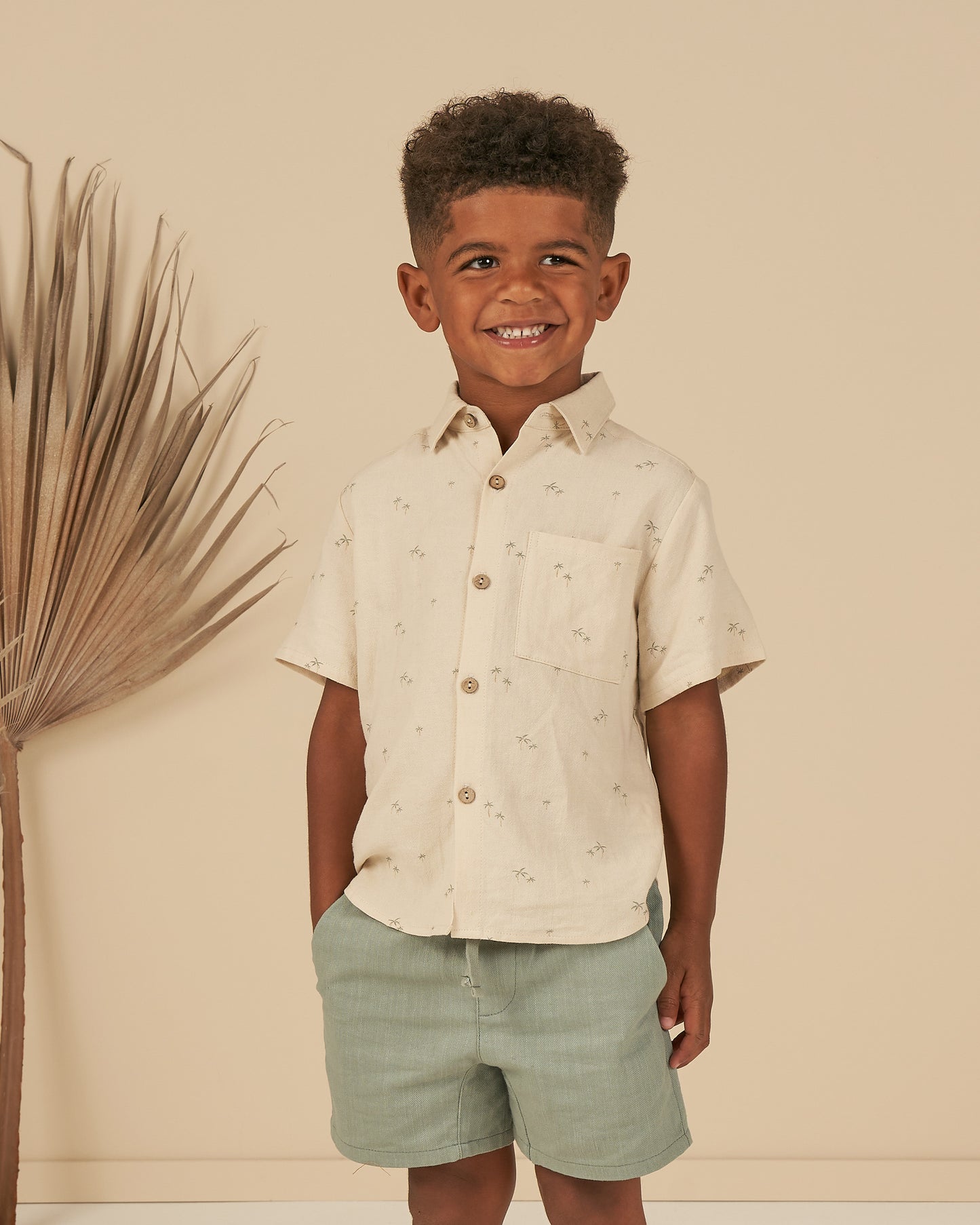 Rylee + Cru - Collared Short Sleeve Shirt - Palm