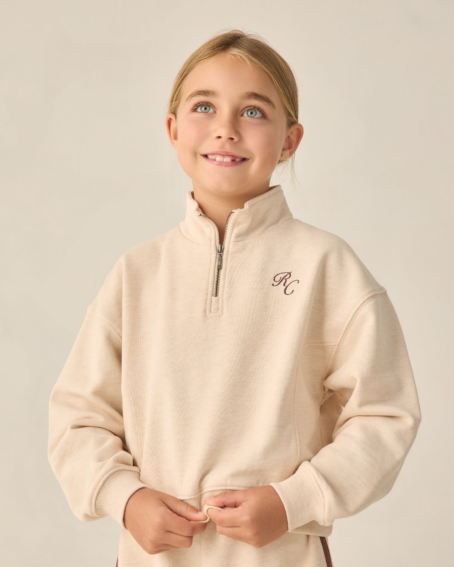 Rylee + Cru - Half Zip Sweatshirt - Shell Heathered