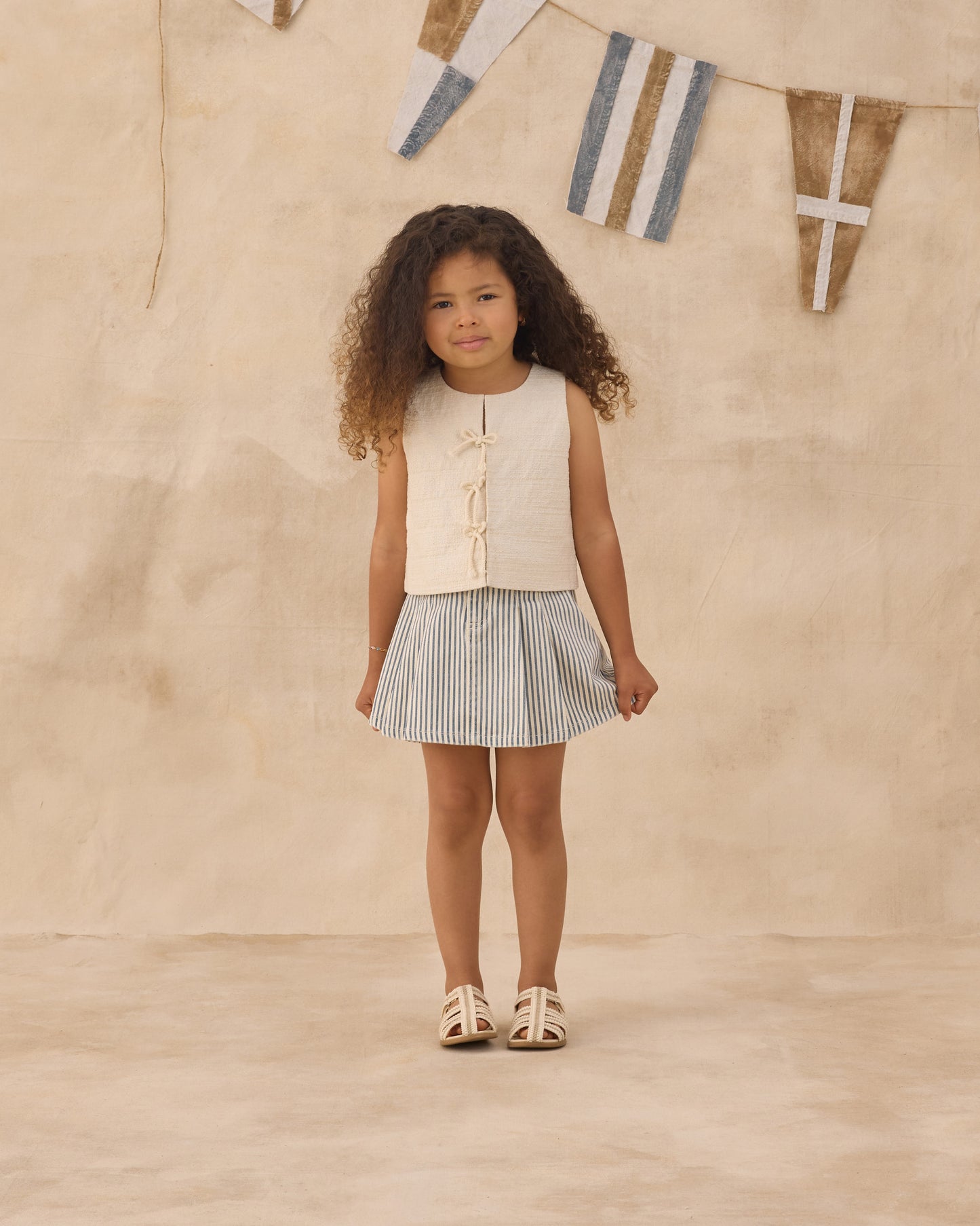 Rylee + Cru - Pleated Denim Skirt - Railroad Stripe