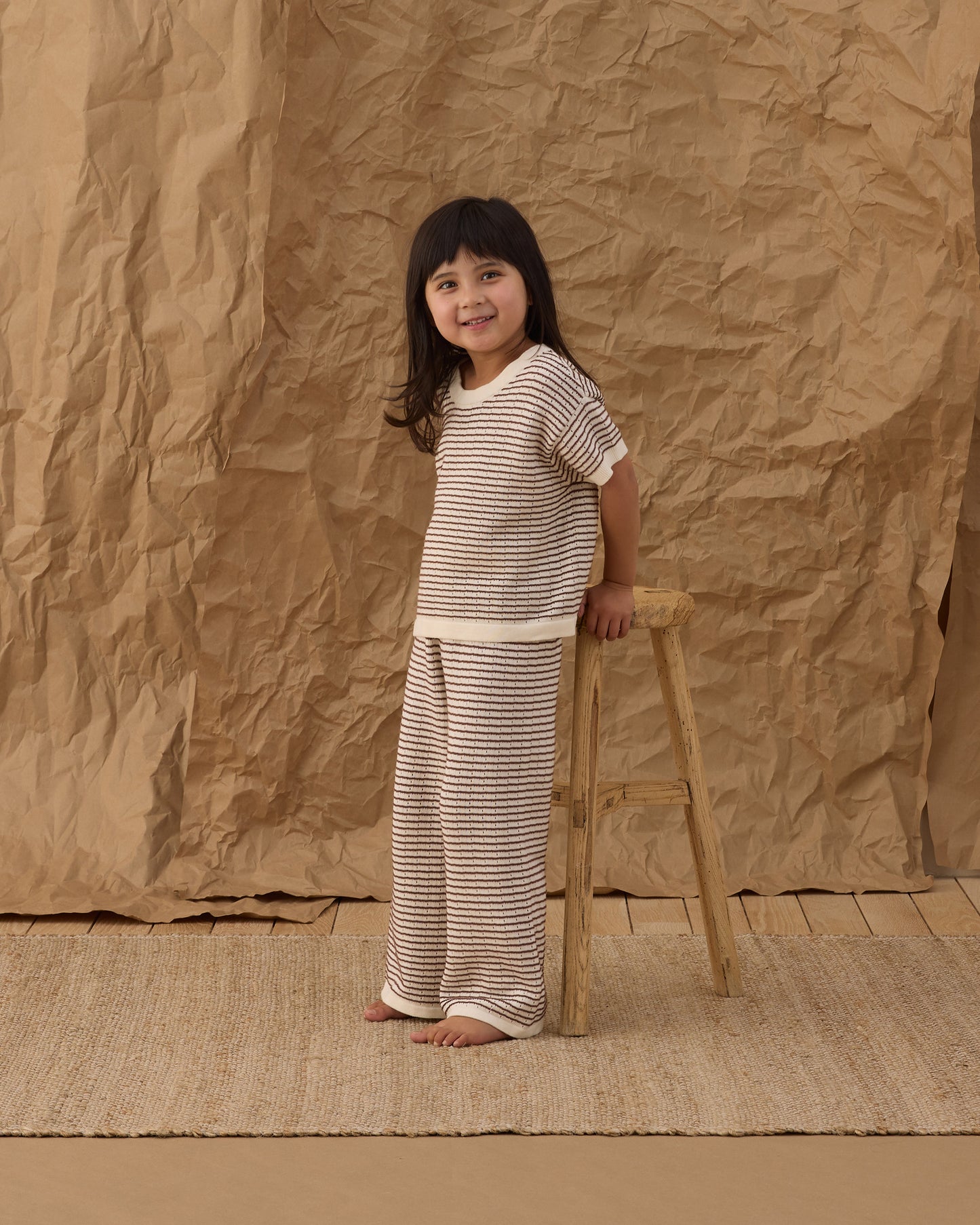 Rylee + Cru - Knit Wide Leg Pant - Chocolate Stripe