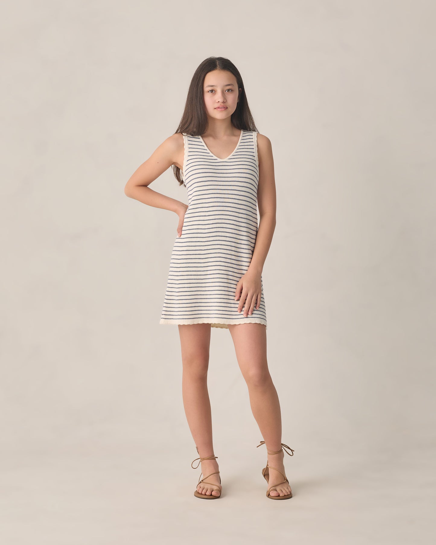 Rylee + Cru - Teen Crochet Tank Mini Dress - Marine Stripe