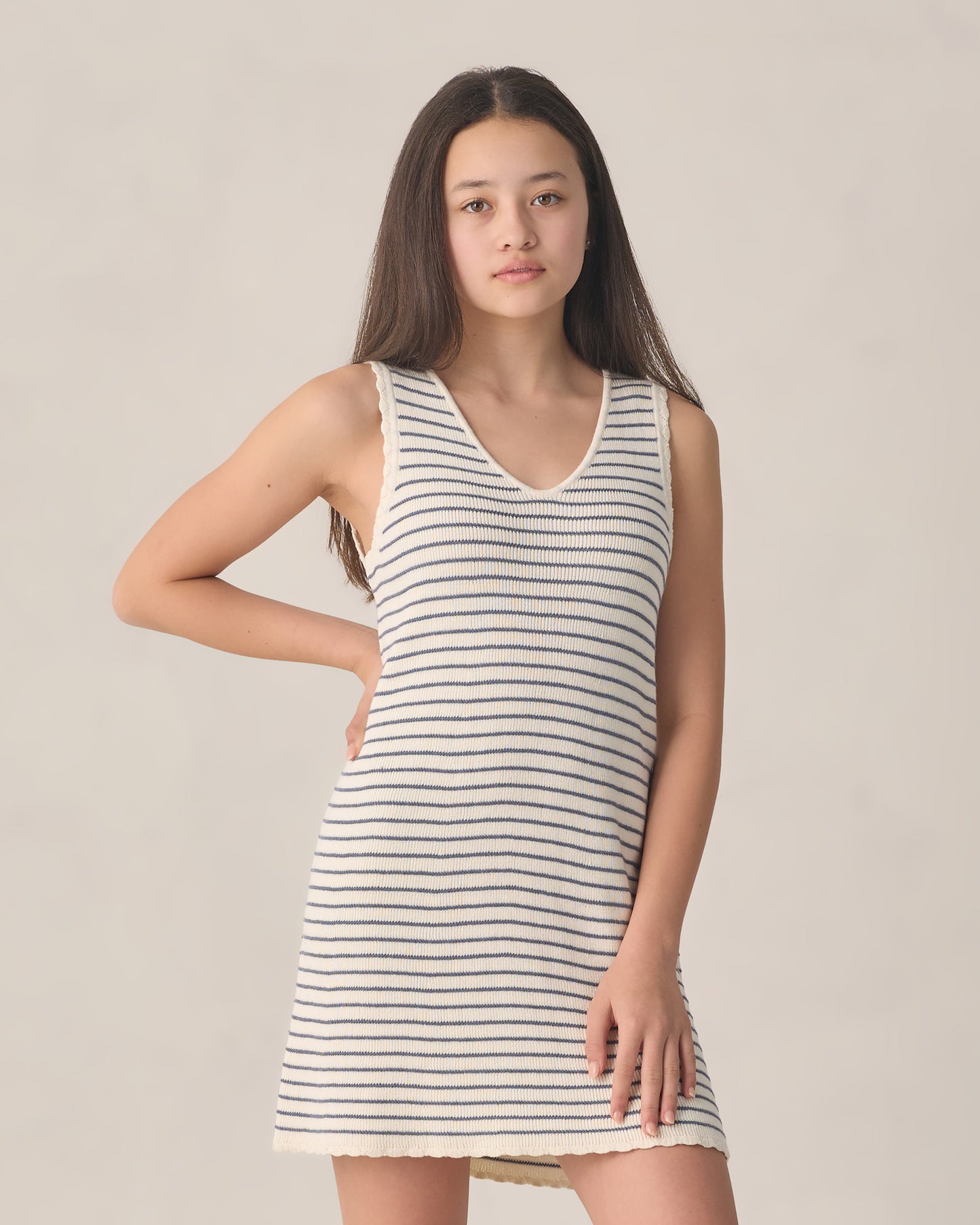 Rylee + Cru - Teen Crochet Tank Mini Dress - Marine Stripe