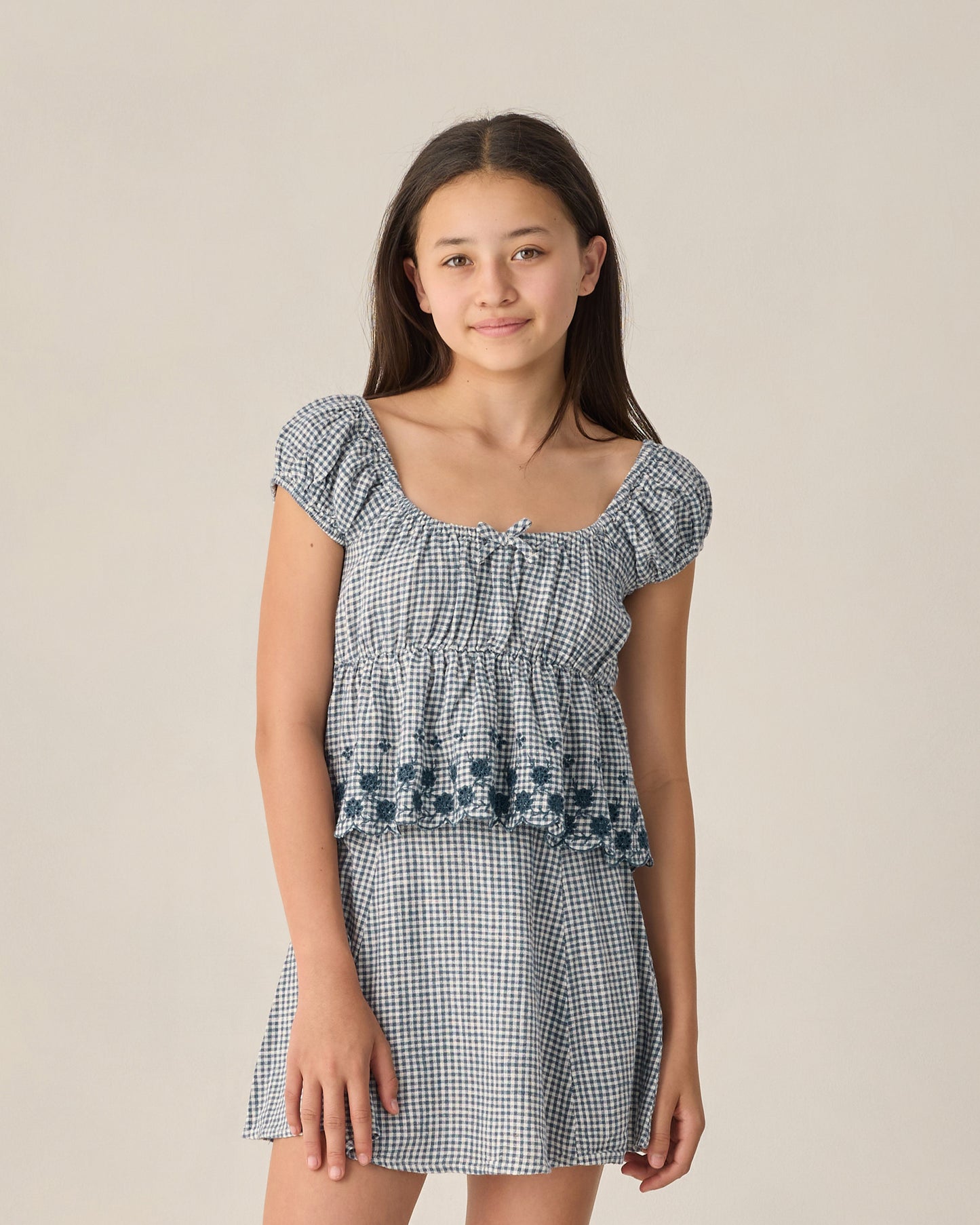 Rylee + Cru - Teen Rachel Skirt - Marine Gingham