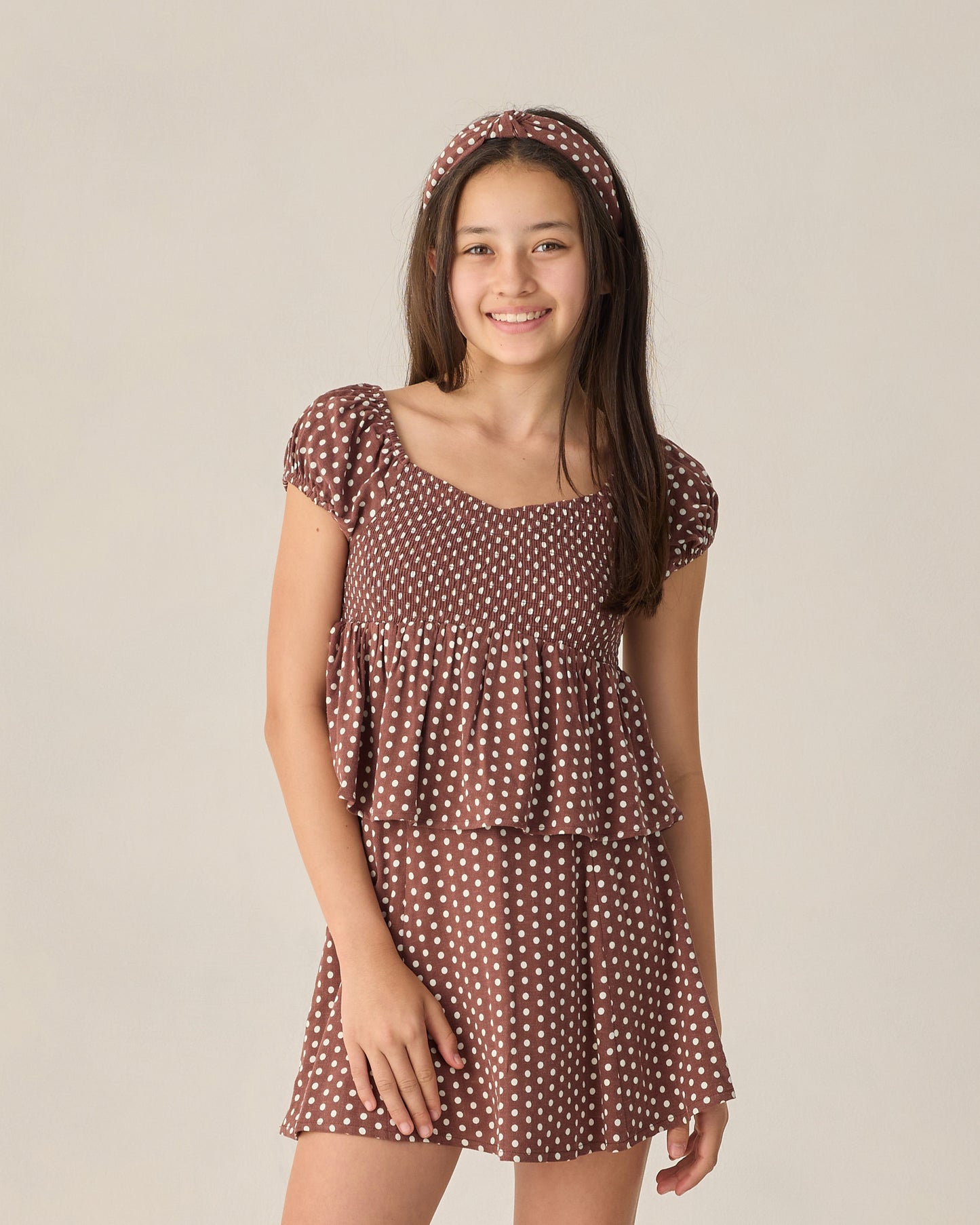 Rylee + Cru - Teen Rachel Skirt - Chocolate Polka Dot