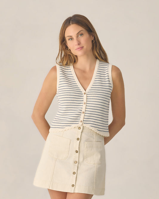 Rylee + Cru - Women's Knit Vest - Marine Stripe