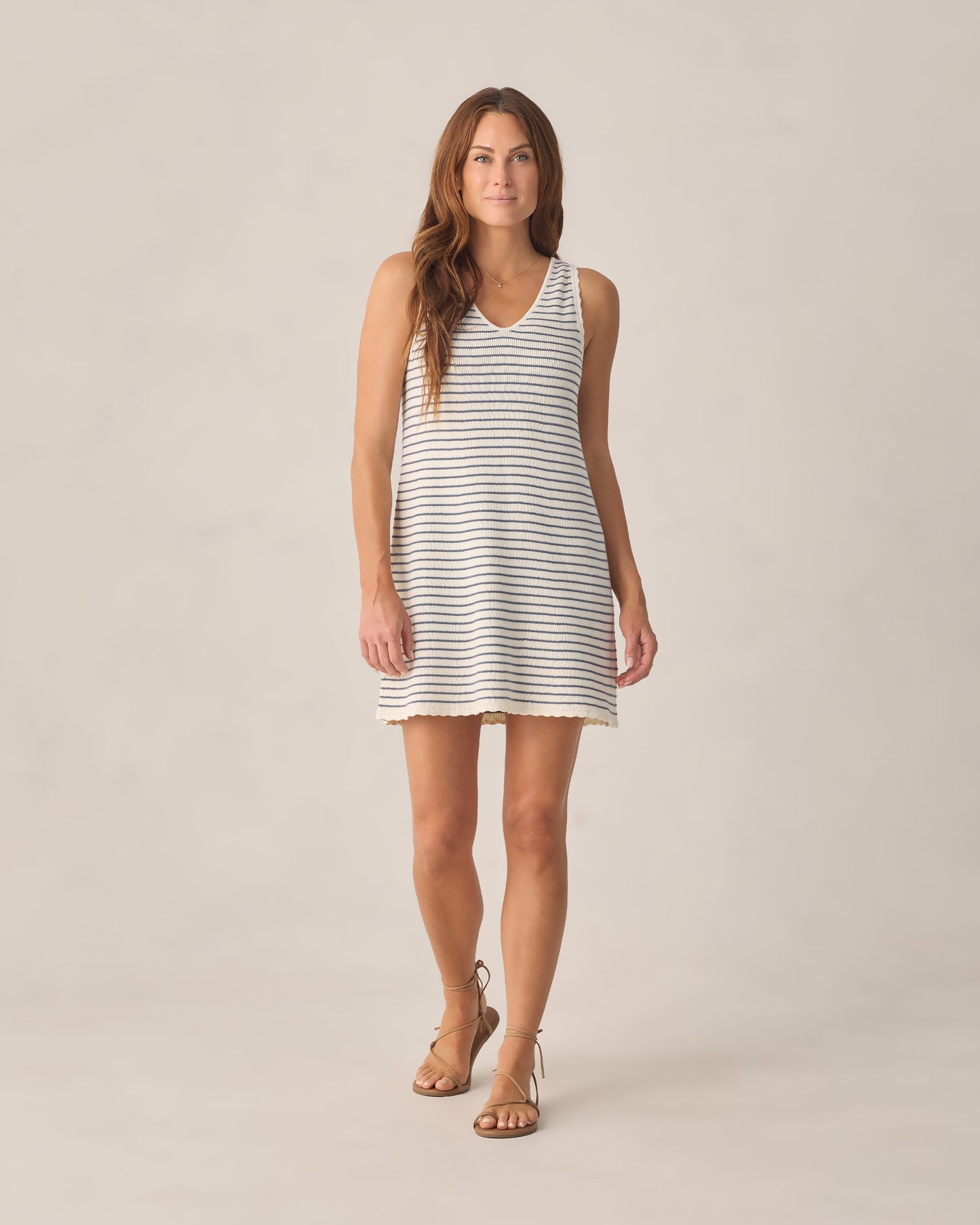 Rylee + Cru - Women's Crochet Tank Mini Dress - Marine Stripe