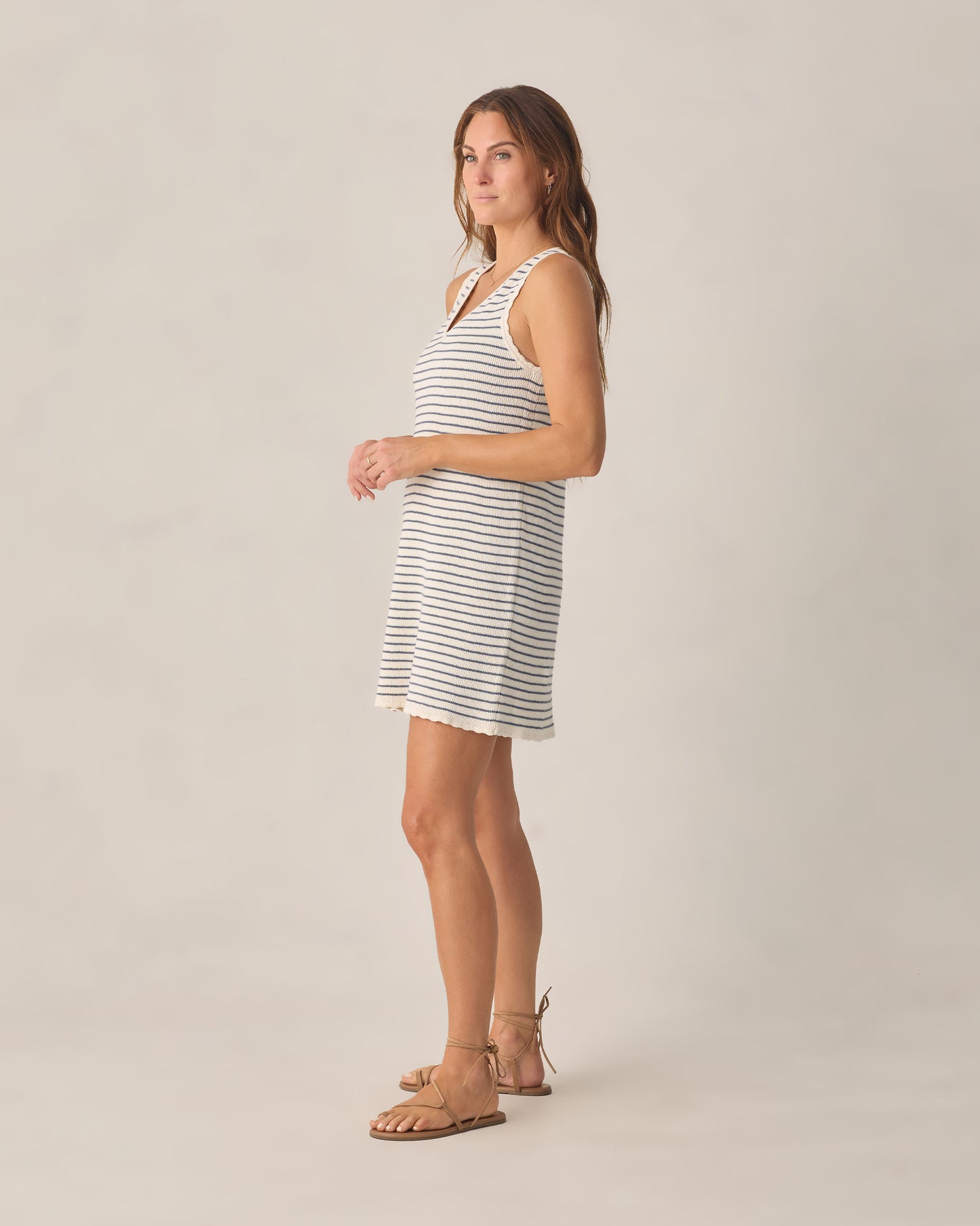 Rylee + Cru - Women's Crochet Tank Mini Dress - Marine Stripe