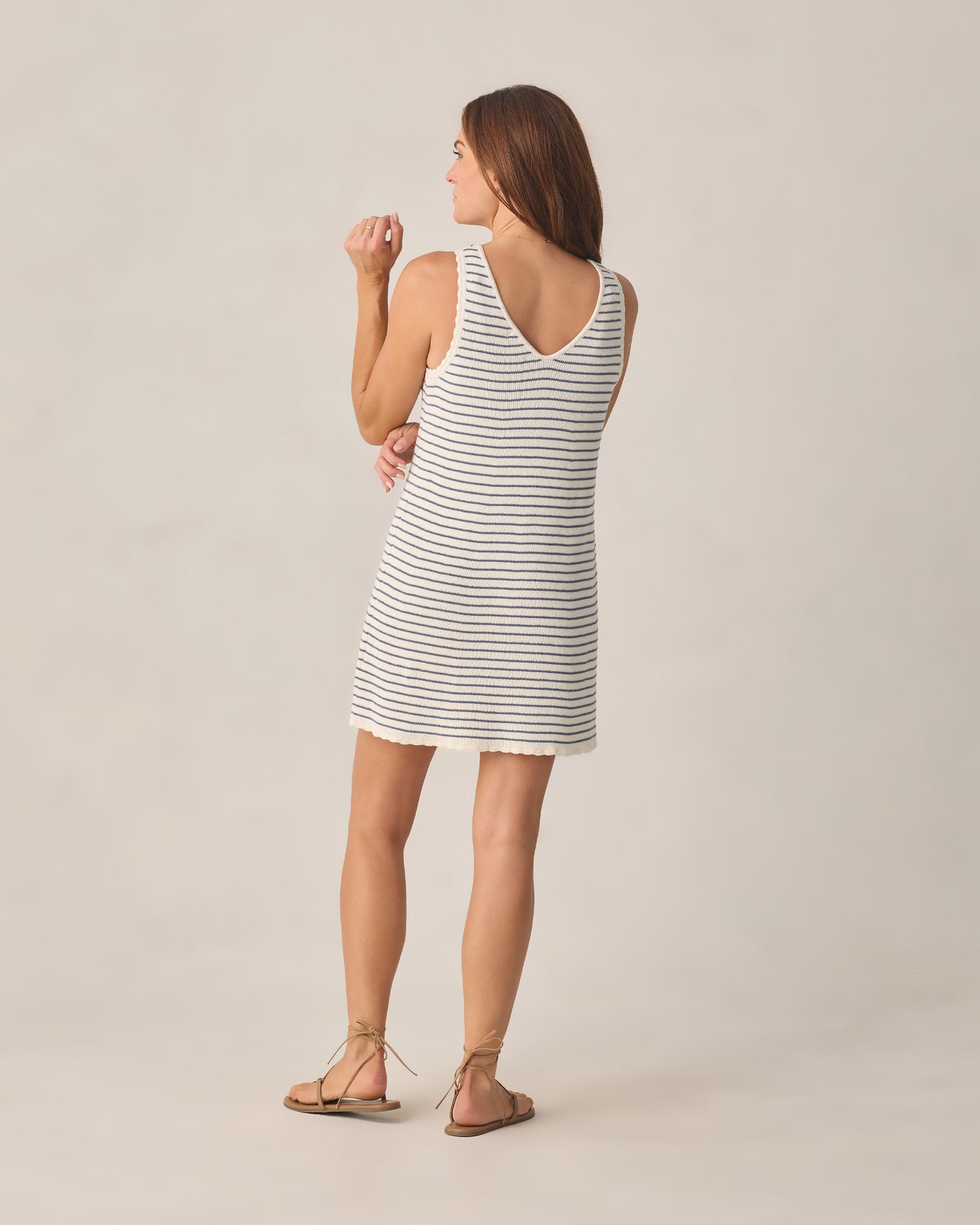 Rylee + Cru - Women's Crochet Tank Mini Dress - Marine Stripe
