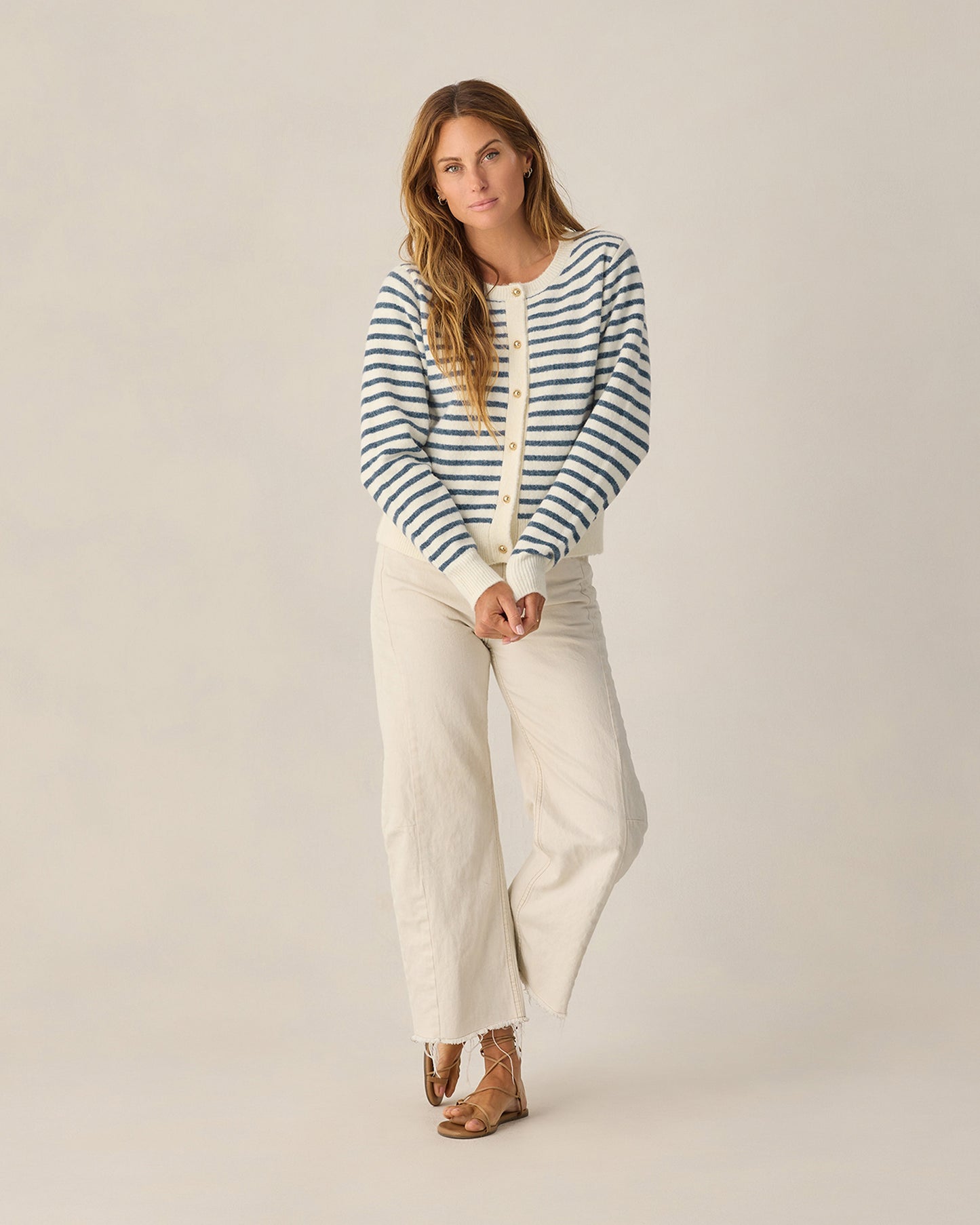 Rylee + Cru - Women's Classic Cardigan - Maritime Stripe