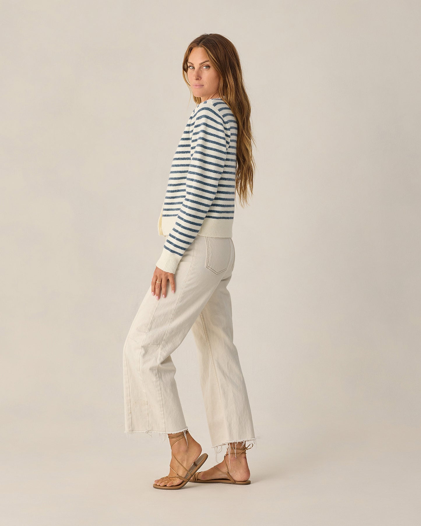 Rylee + Cru - Women's Classic Cardigan - Maritime Stripe