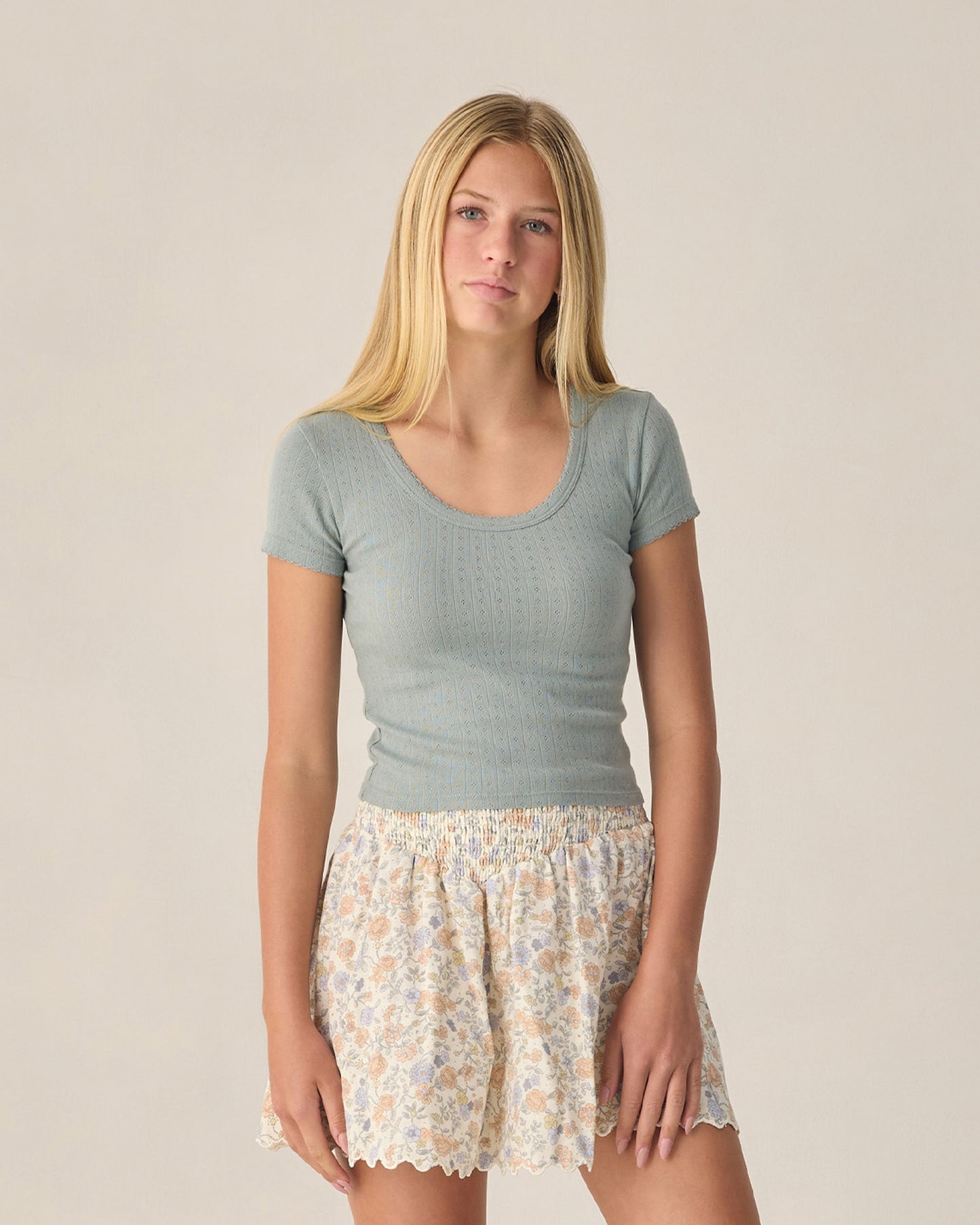 Rylee + Cru - Teen Pointelle Jersey - Sea Green