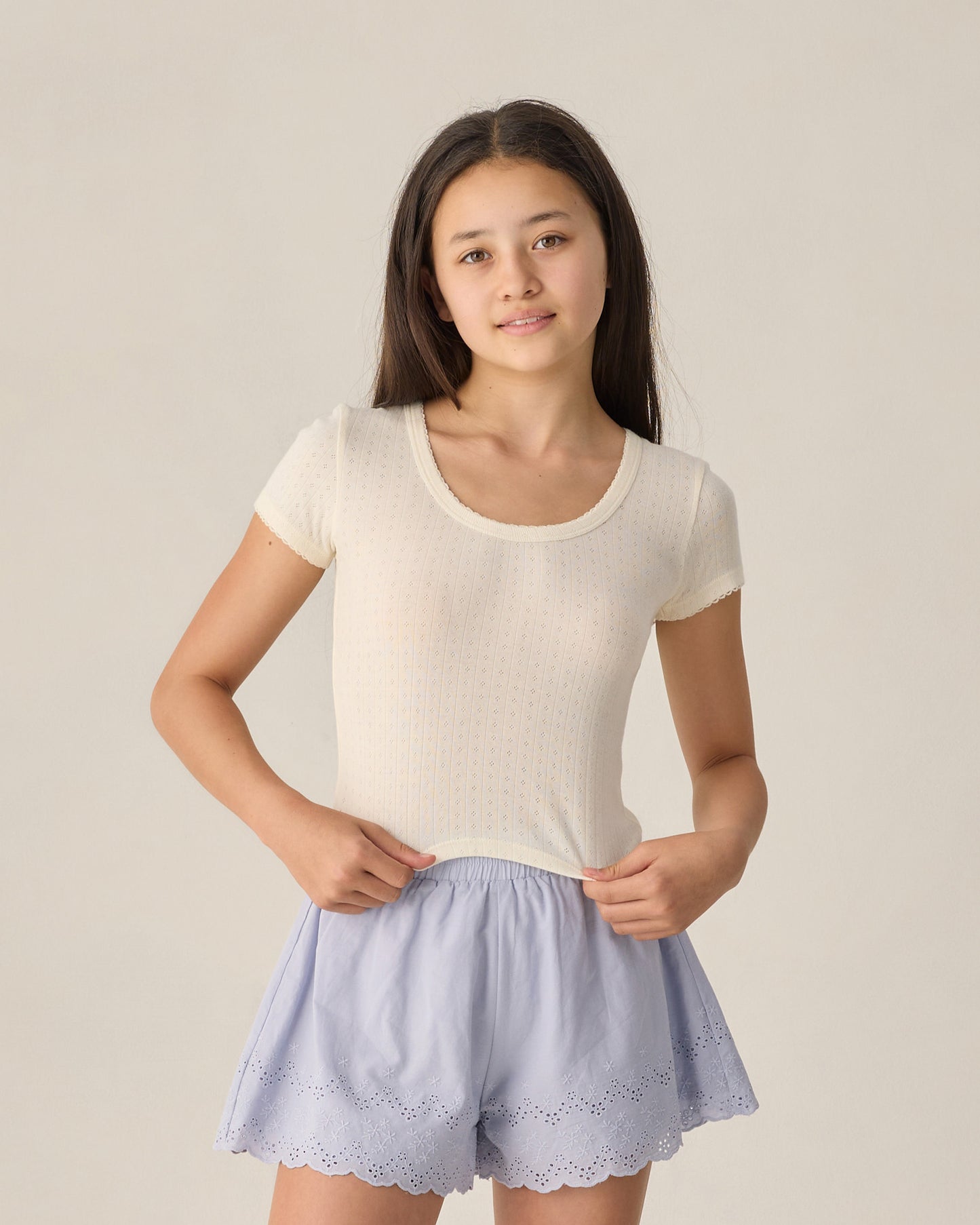 Rylee + Cru - Teen Pointelle Jersey - Ivory