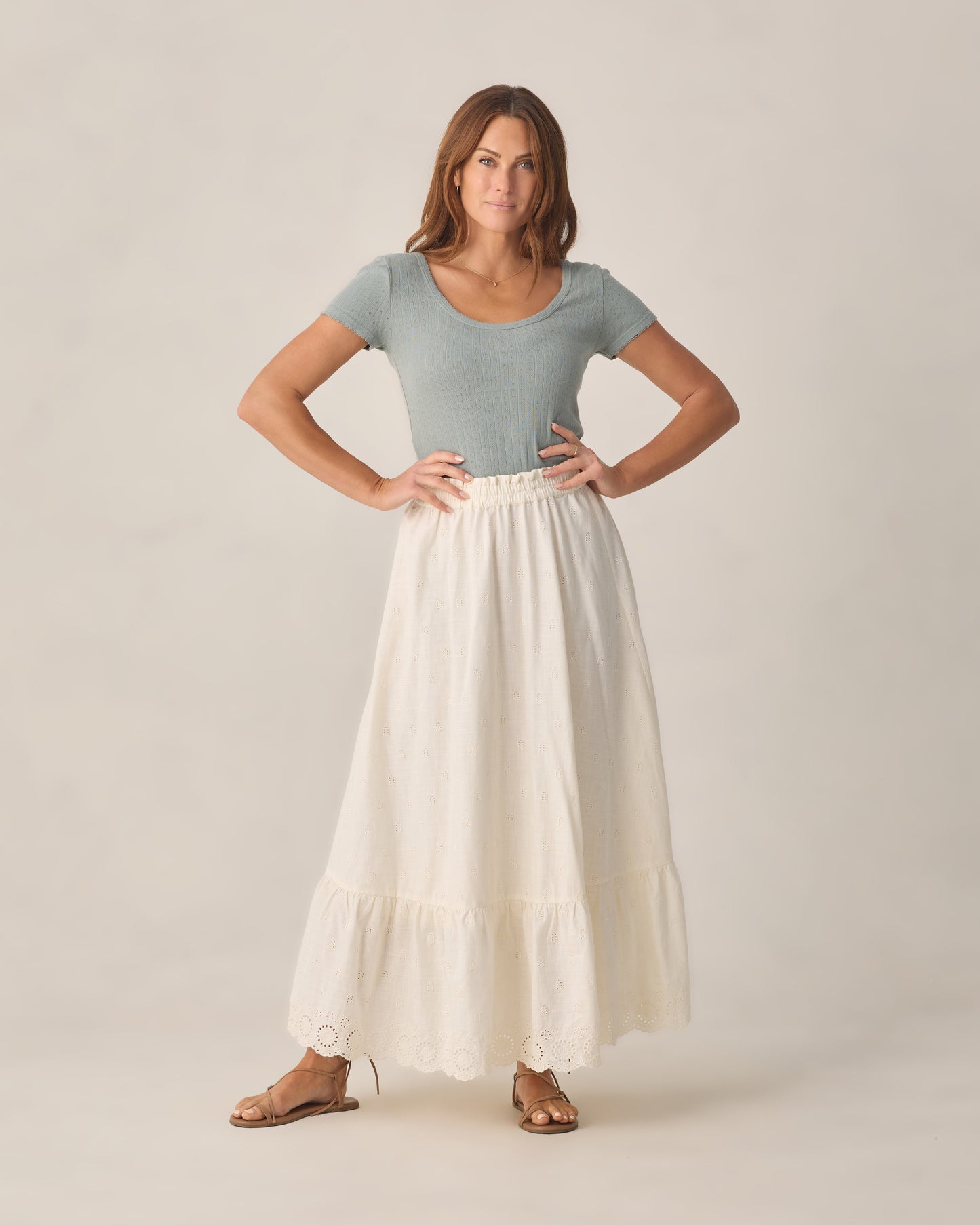 Rylee + Cru - Women's Pointelle Tee - Sea Green