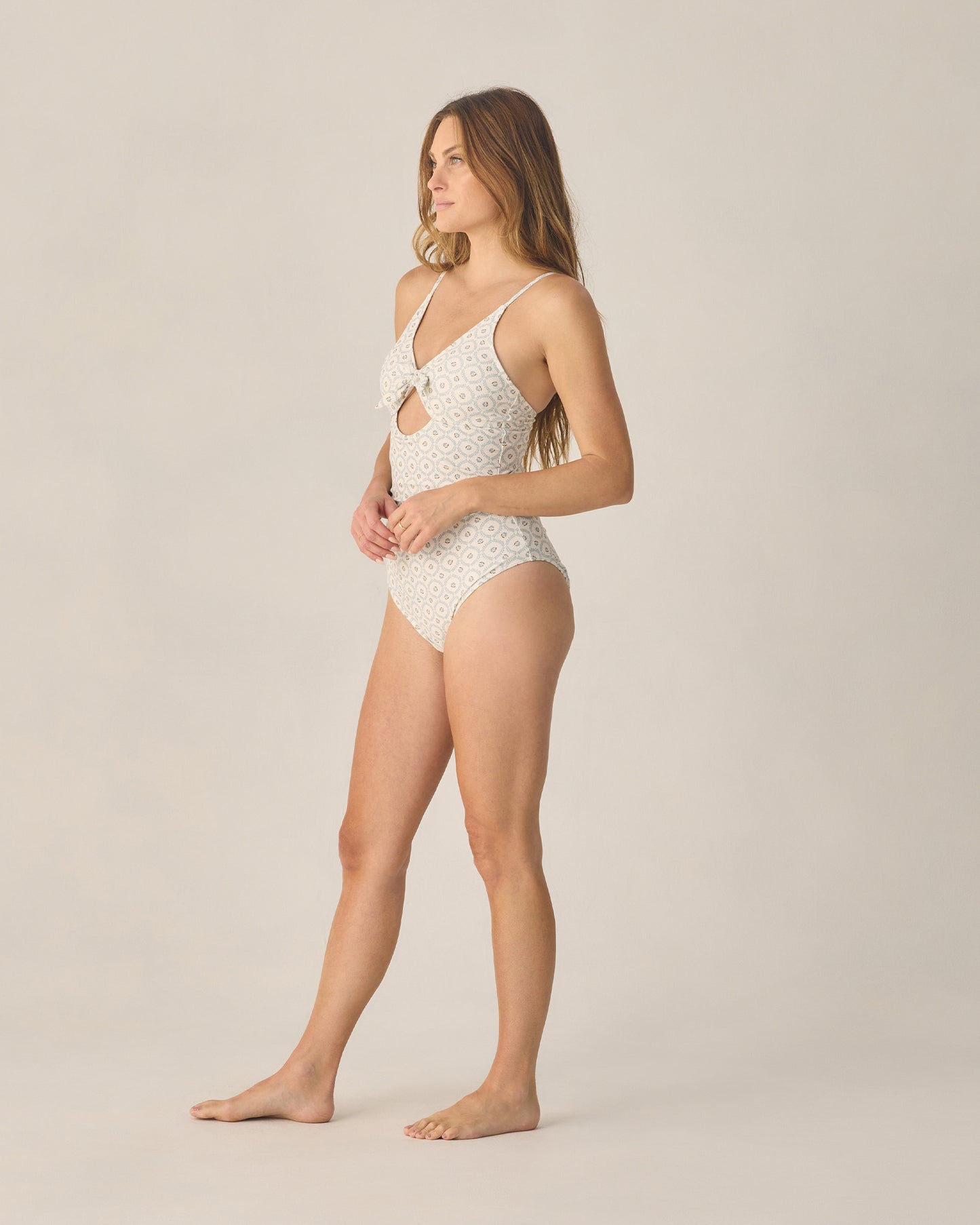 Rylee + Cru - Women's Keyhole One-Piece - Green Fleur