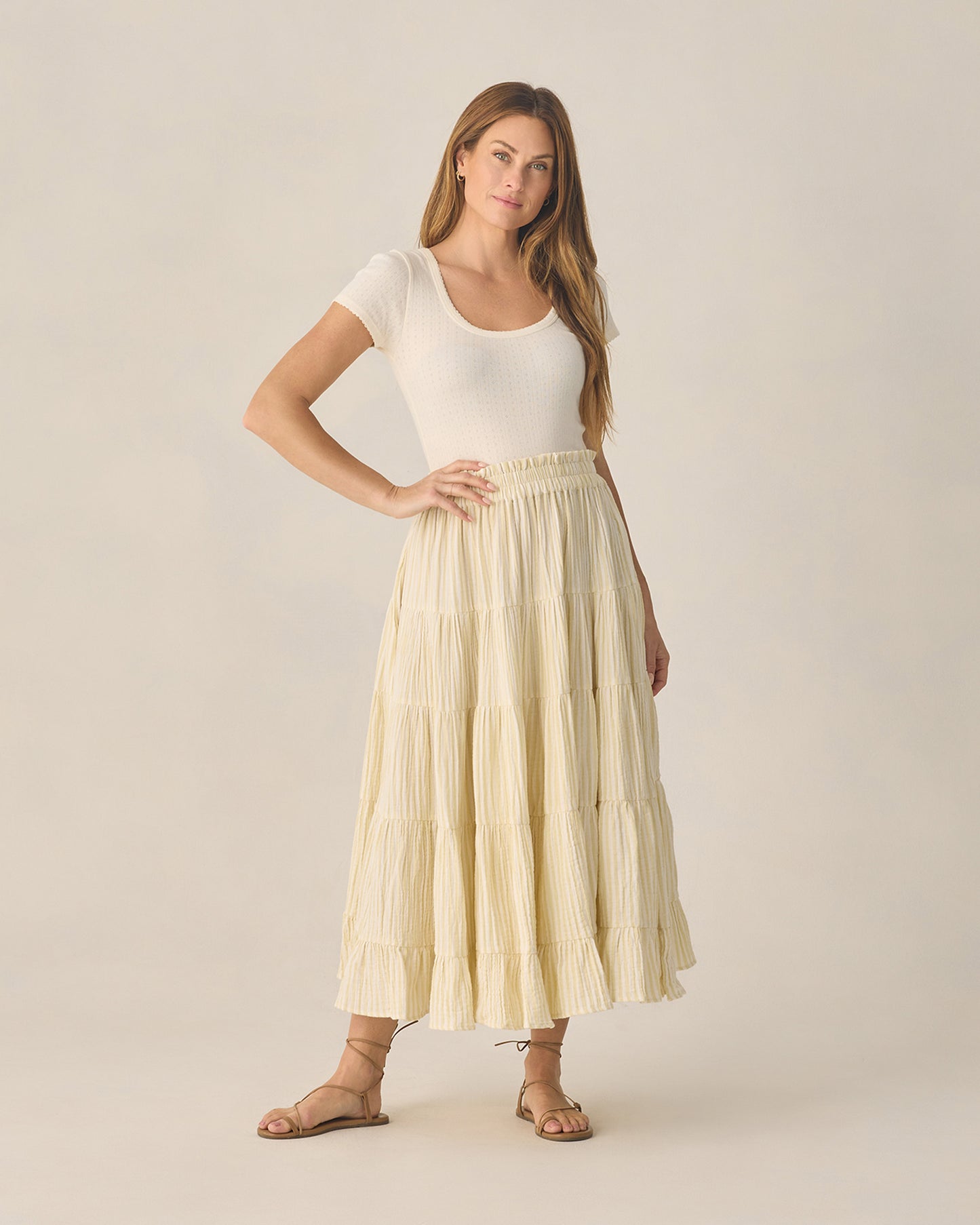Rylee + Cru - Women's Pointelle Tee - Ivory