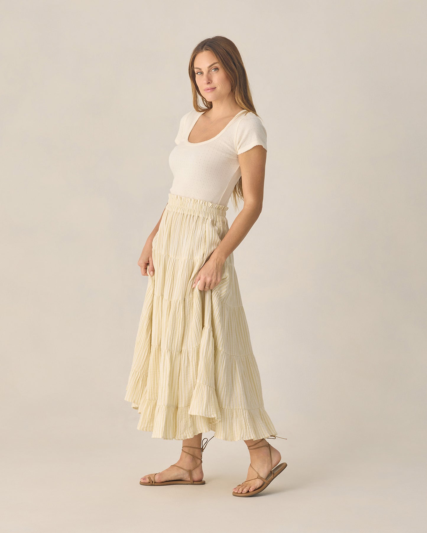Rylee + Cru - Women's Pointelle Tee - Ivory