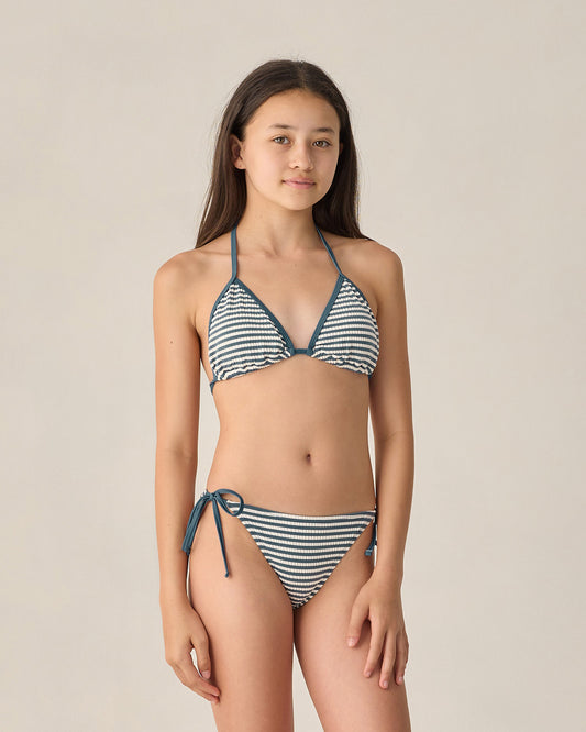 Rylee + Cru - Teen Triangle Bikini Set - Navy Stripe