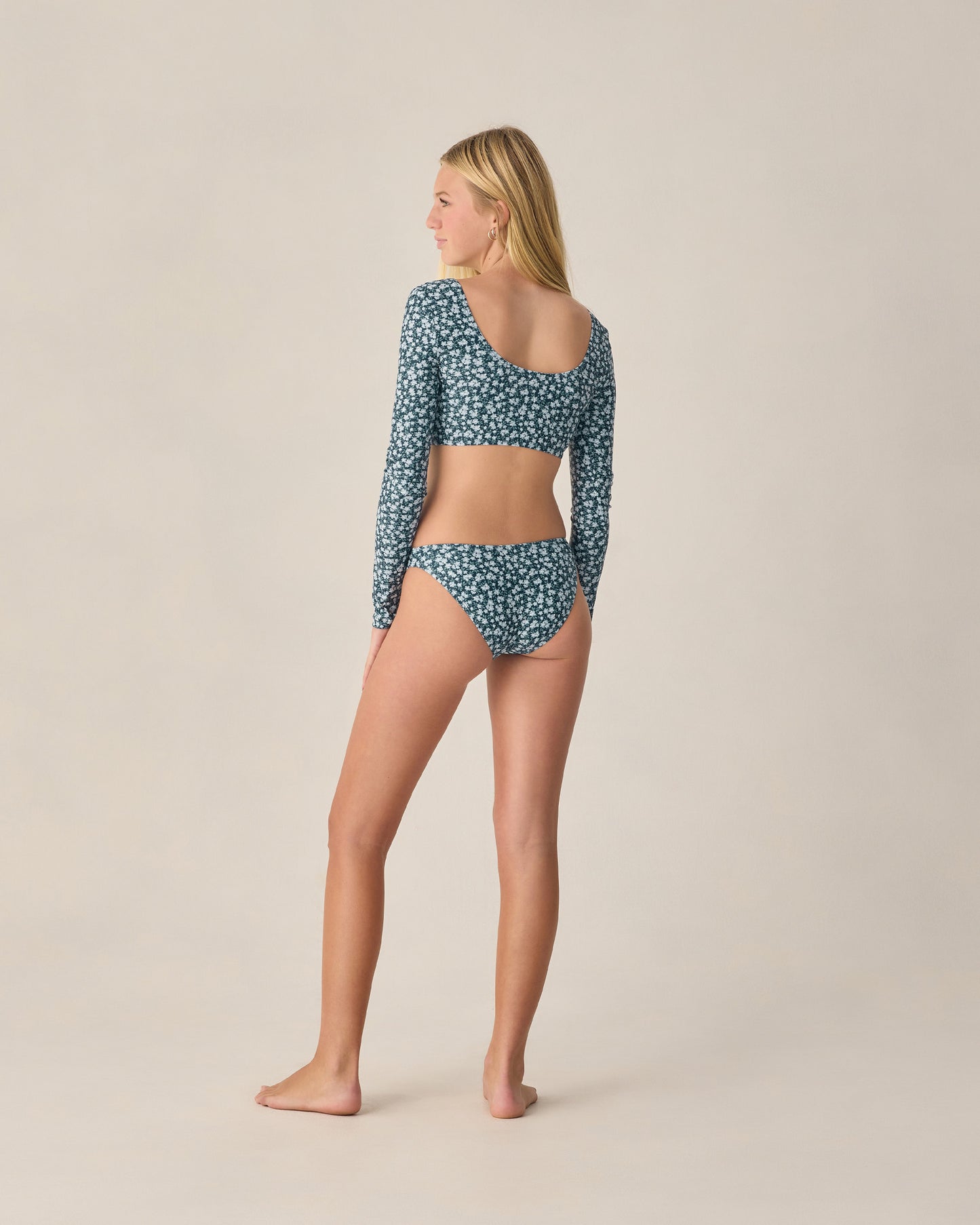 Rylee + Cru - Teen Rashguard Bikini Set - Navy Floral