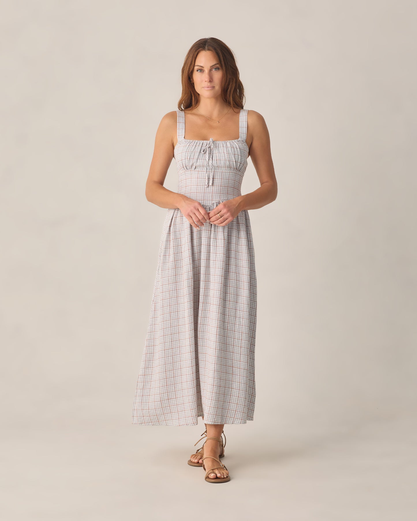 Rylee + Cru - Women's Primrose Maxi Dress - Light Blue Plaid