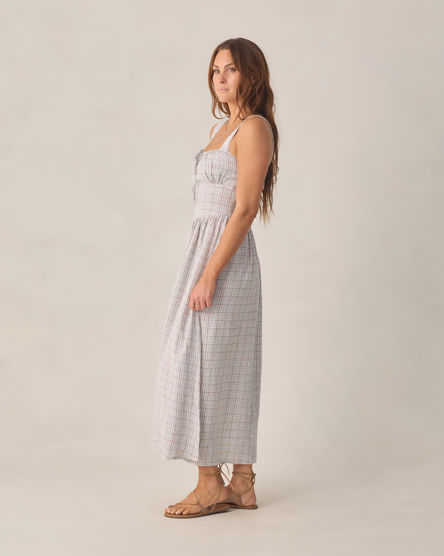 Rylee + Cru - Women's Primrose Maxi Dress - Light Blue Plaid