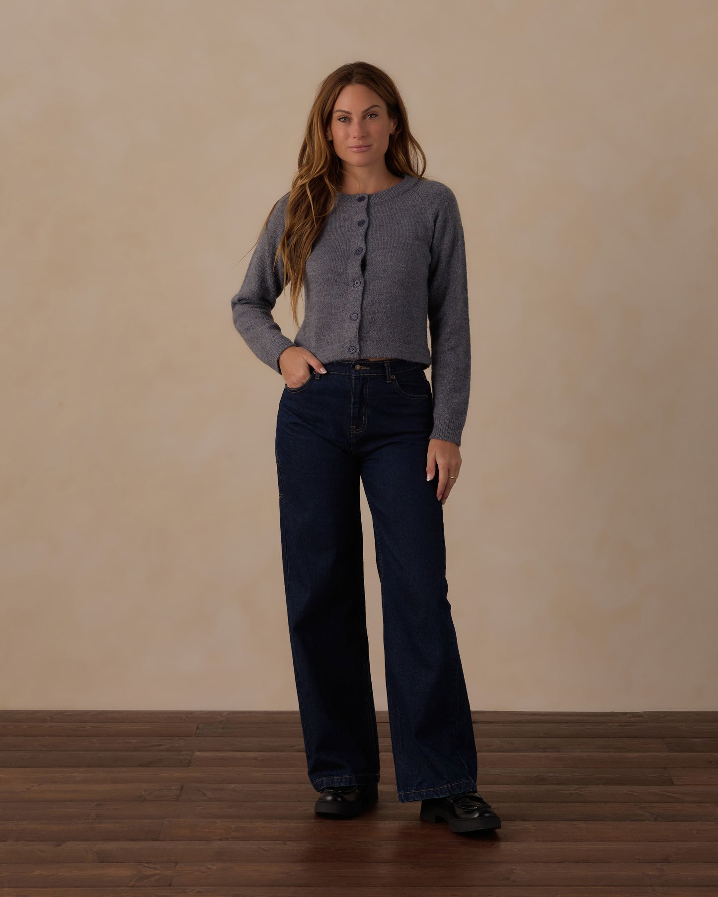 Rylee + Cru - Women's Fuzzy Cardigan - Midnight