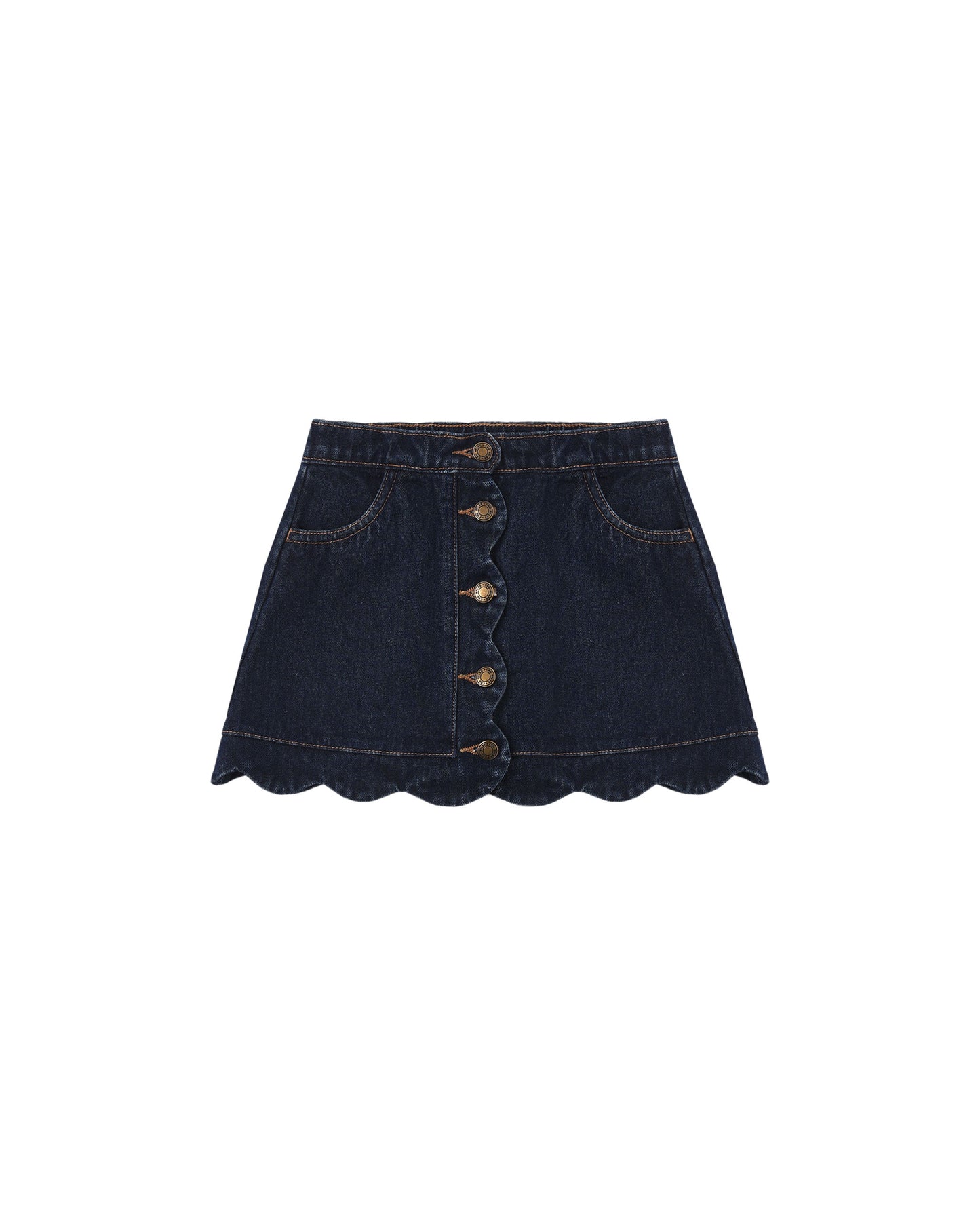 Rylee + Cru - Scallop Mini Skirt - Dark Indigo
