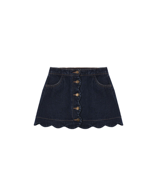 Rylee + Cru - Scallop Mini Skirt - Dark Indigo