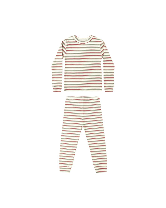 Rylee + Cru - Organic Long Sleeve Pajama Set - Holiday Stripe