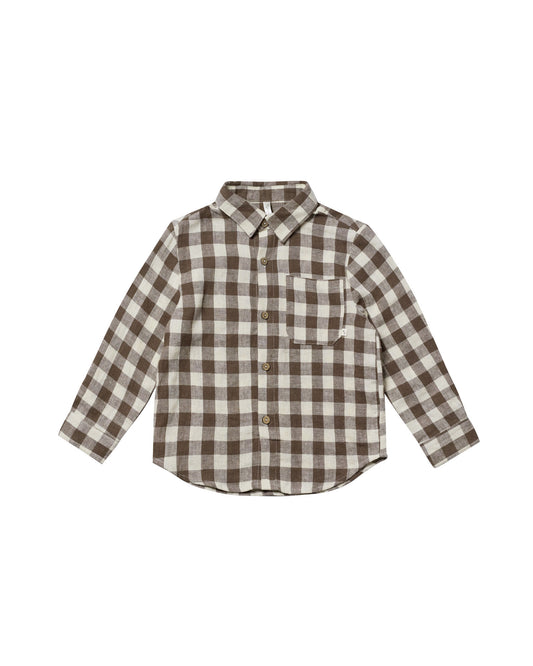 Rylee + Cru - Collared Long Sleeve Shirt - Charcoal Check
