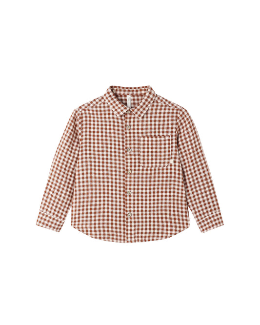 Rylee + Cru - Collared Long Sleeve Shirt - Brick Check