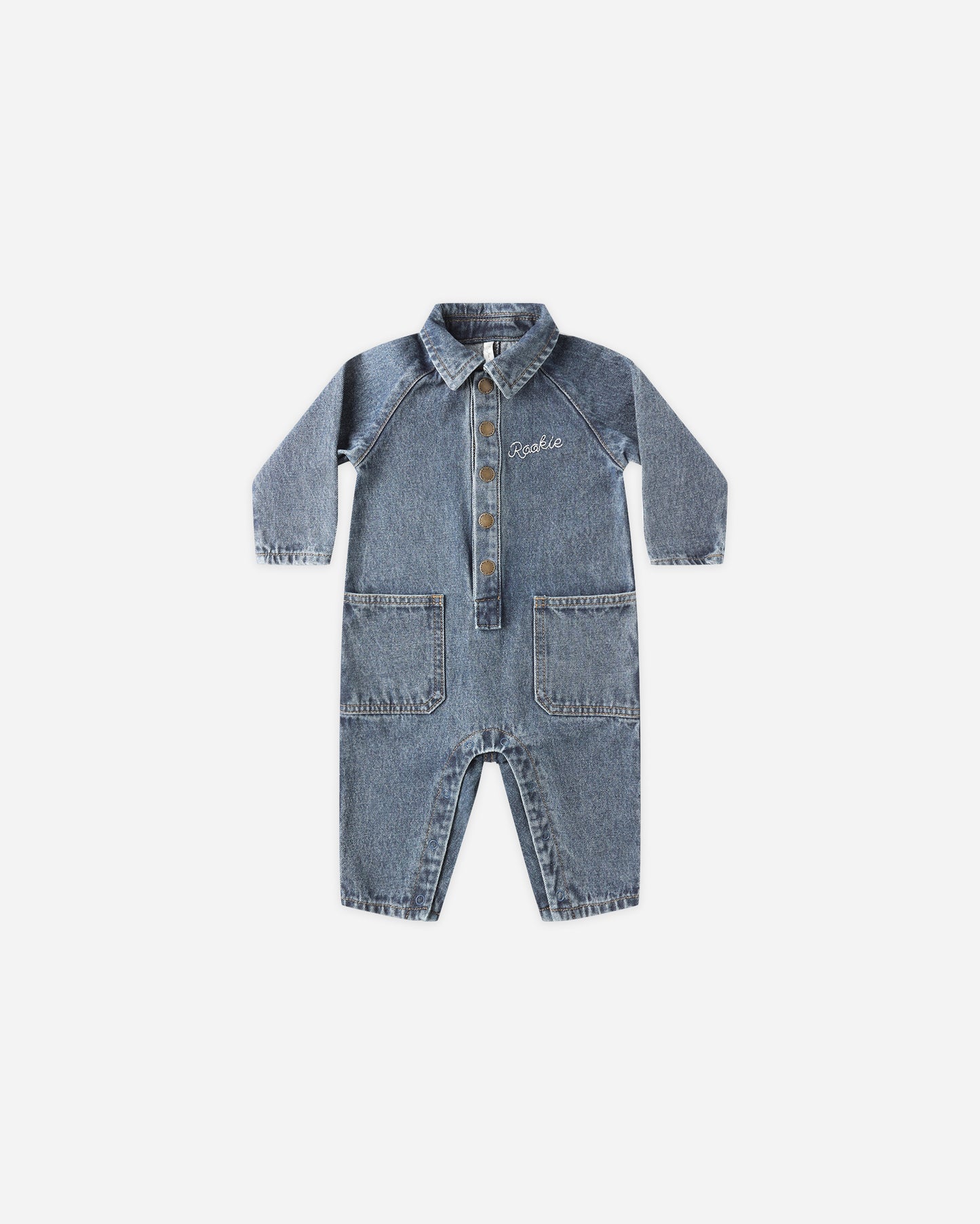 Rylee + Cru - Collared Baby Jumpsuit - Indigo Denim