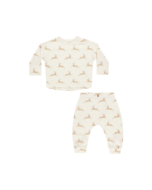 Rylee + Cru - Long Sleeve Tee + Pant Set - Reindeer