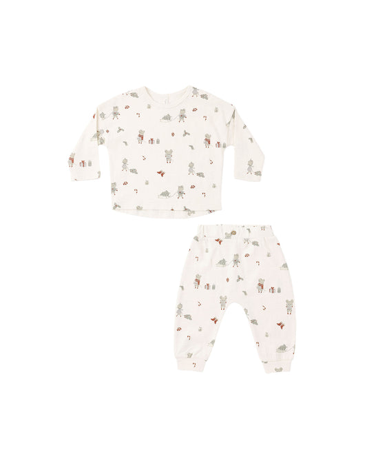 Rylee + Cru - Long Sleeve Tee + Pant Set - Holiday Mouse